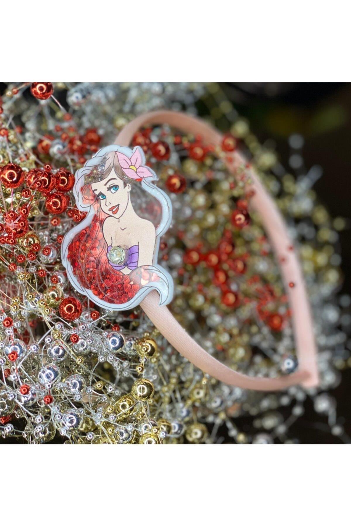 3d Boyutlu Hareketli Pullu Taşlı Deniz Kızı Prenses Çocuk Tacı Saten Taç Pudra Pembe