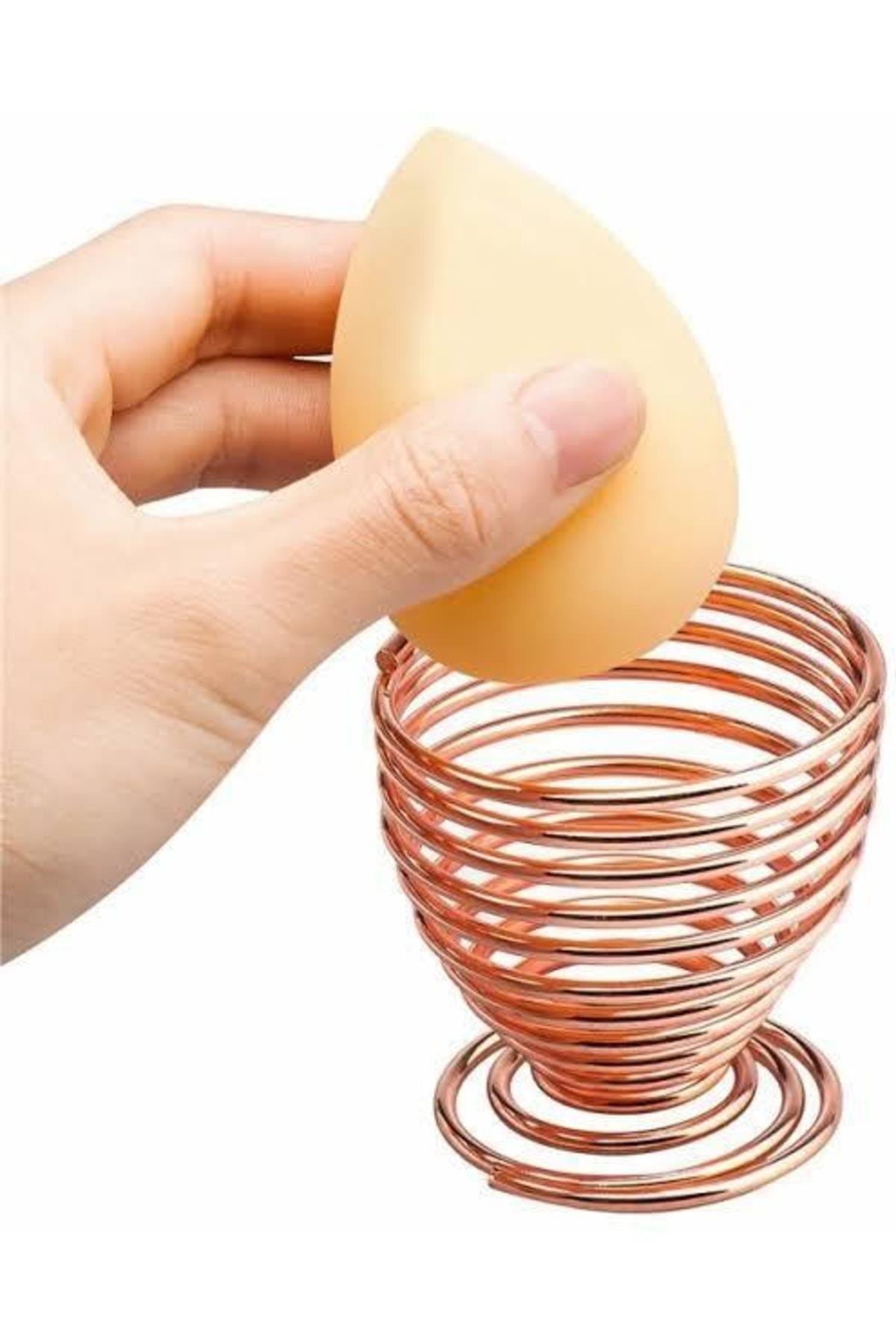 Alman Kalite Ithal Metal Rose Gold Kaplama Çelik Spiral Tutuculu Makyaj Süngeri Damla Yumurta