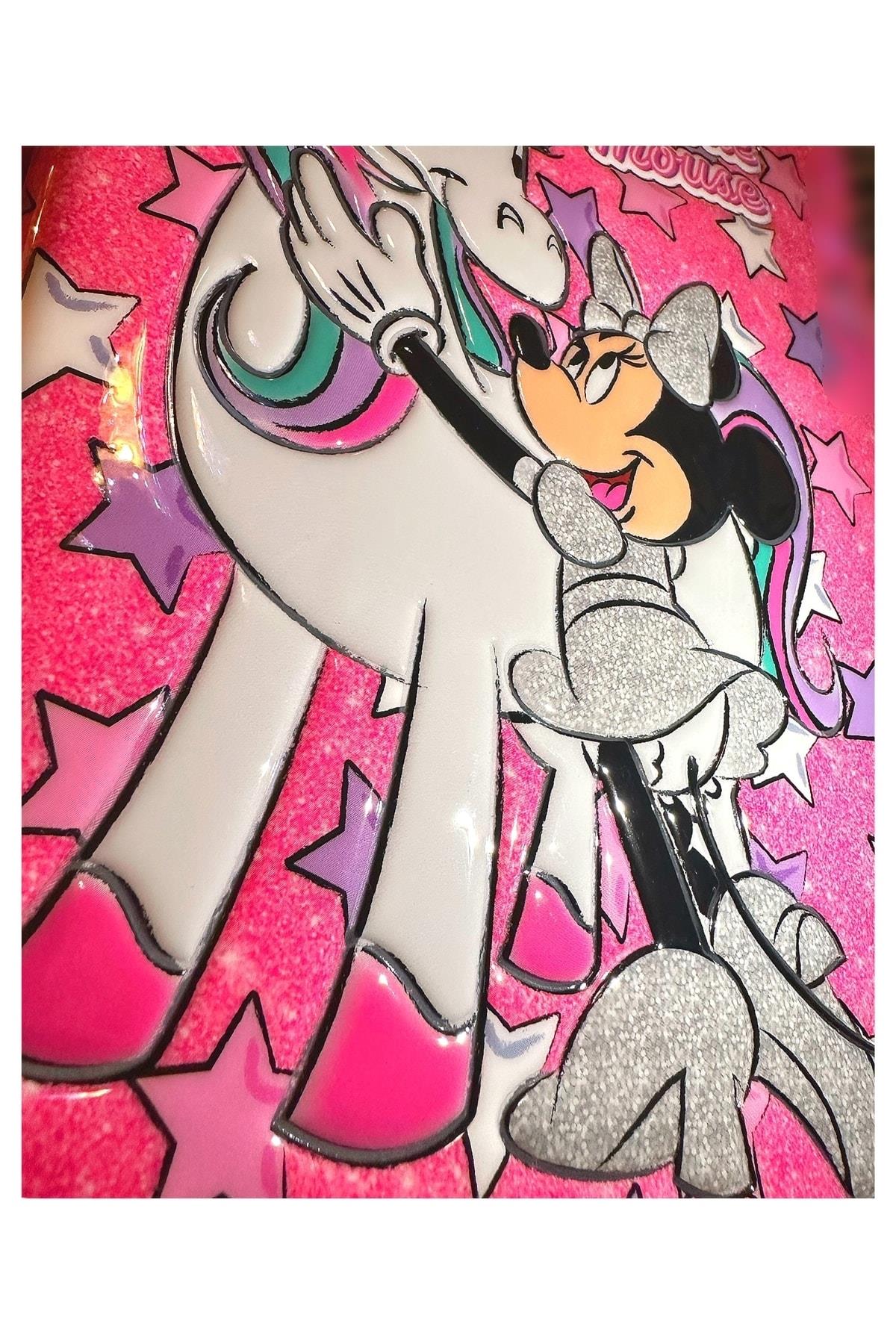 Apple Ipad 9.7” 5. 6. Nesil Tablet Kılıfı Parlak Kapak 3d Kabartmalı Pembe Unicorn Minnie Mouse