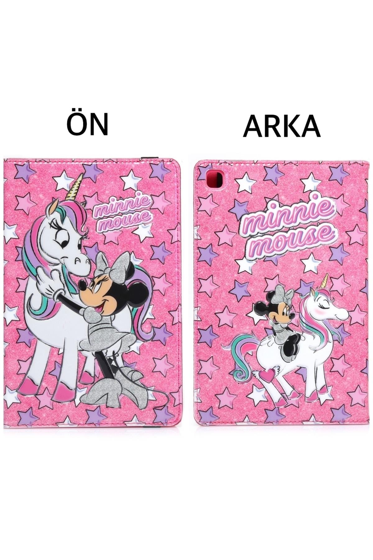 Apple Ipad Air 9,7” Tablet Kılıfı Parlak Kapak 3d Kabartmalı Pembe Simli Unicorn Minnie Mouse