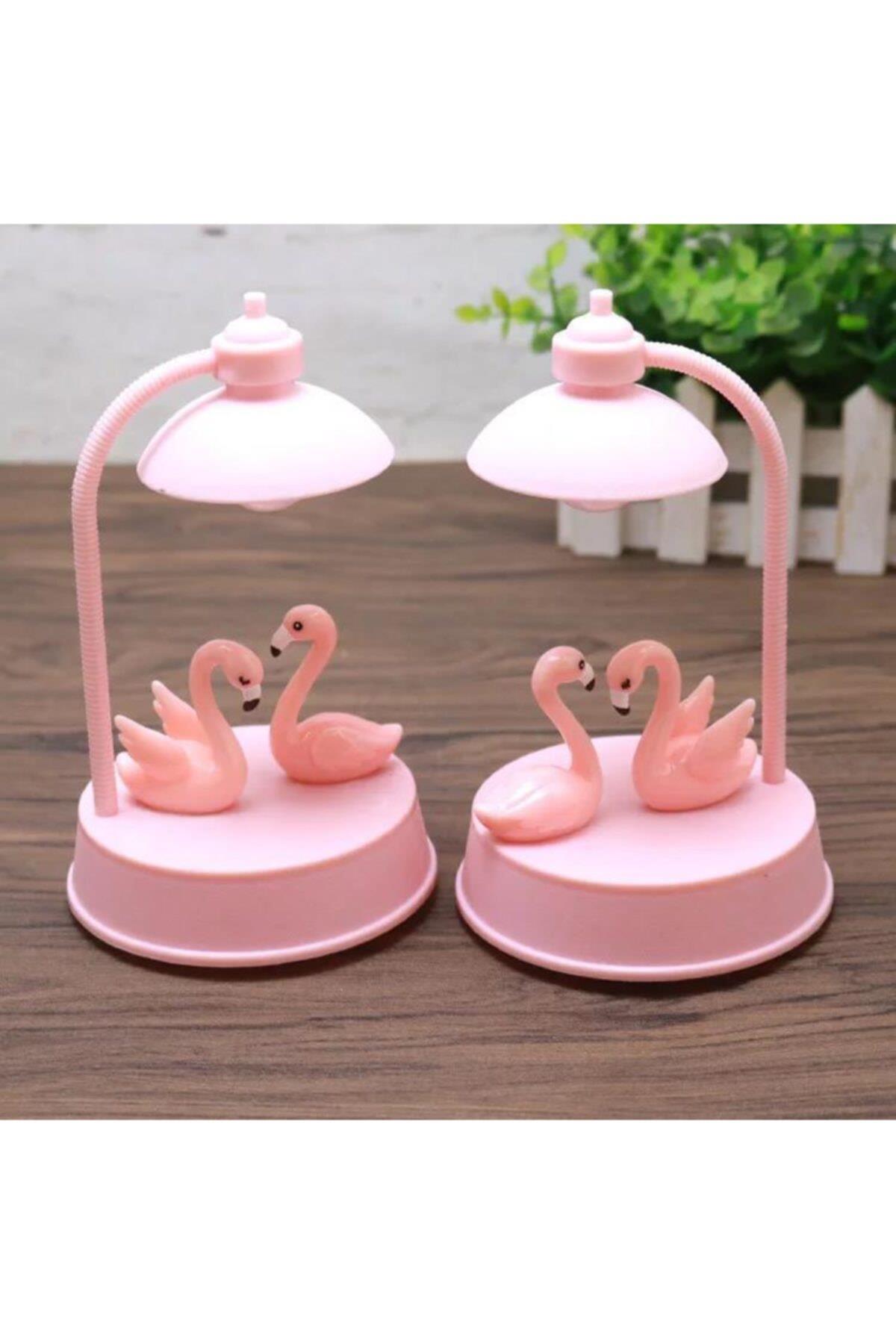 Aşk Sevgili Flamingo Çift Renk Işıklı Masa Gece Lambası Pembe