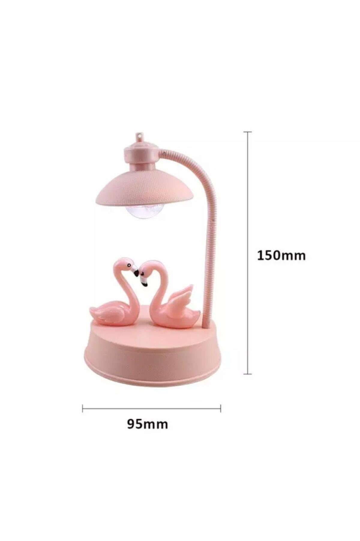 Aşk Sevgili Flamingo Çift Renk Işıklı Masa Gece Lambası Pembe