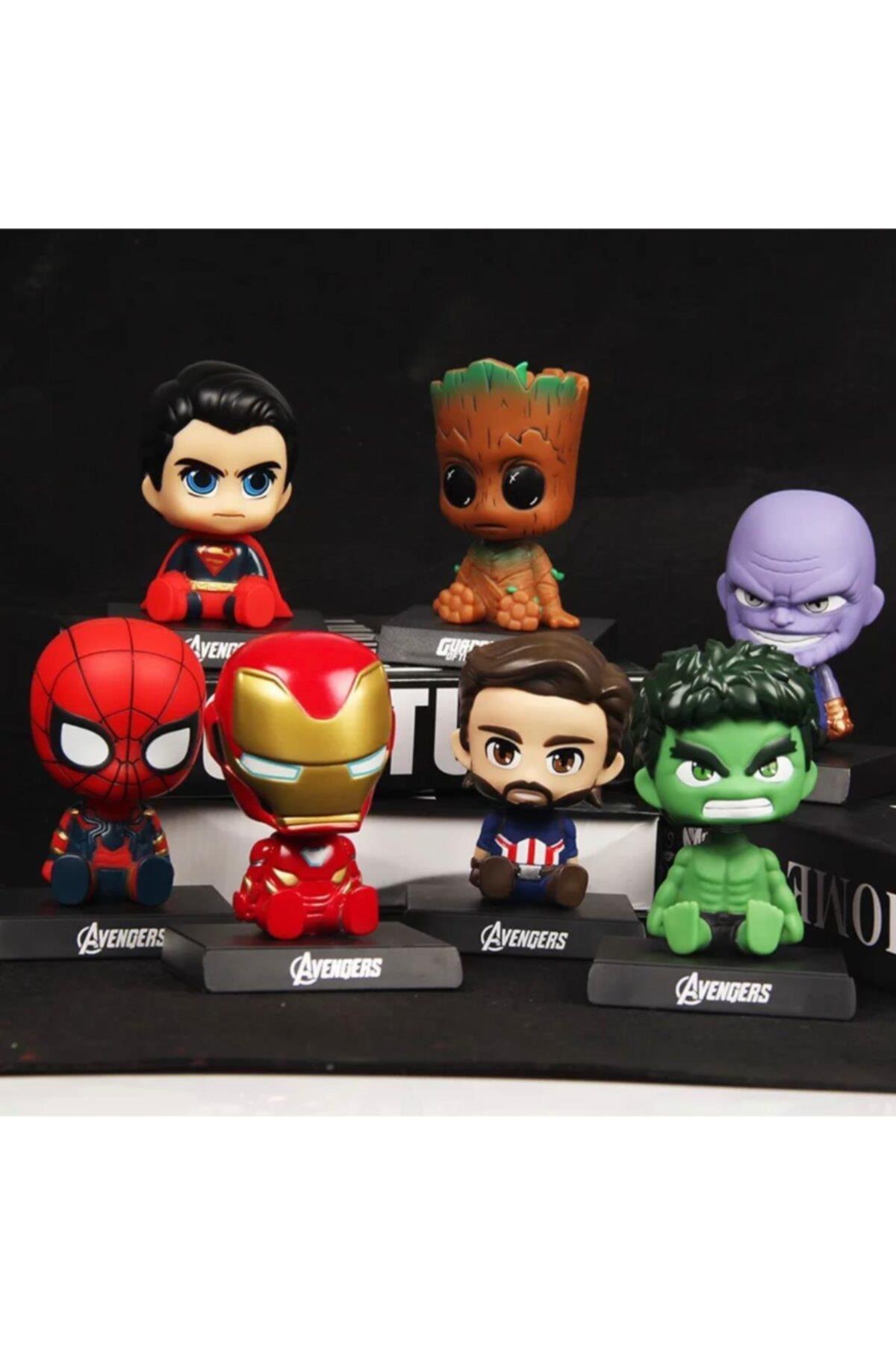 Avengers Spiderman Sallanan Kafa Araba Masa Telefon Tutucu Figür Karakter