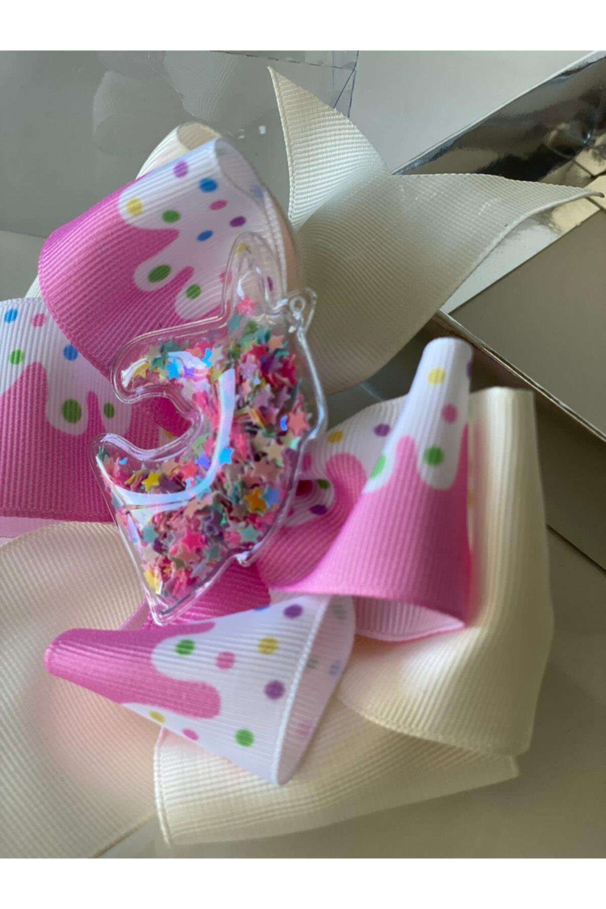 Color Renkli Vanilya Ice Dondurma Pullu Simli Unicorn At Şeffaf Süslü Metal Klipsli Kız Çocuk Tokası