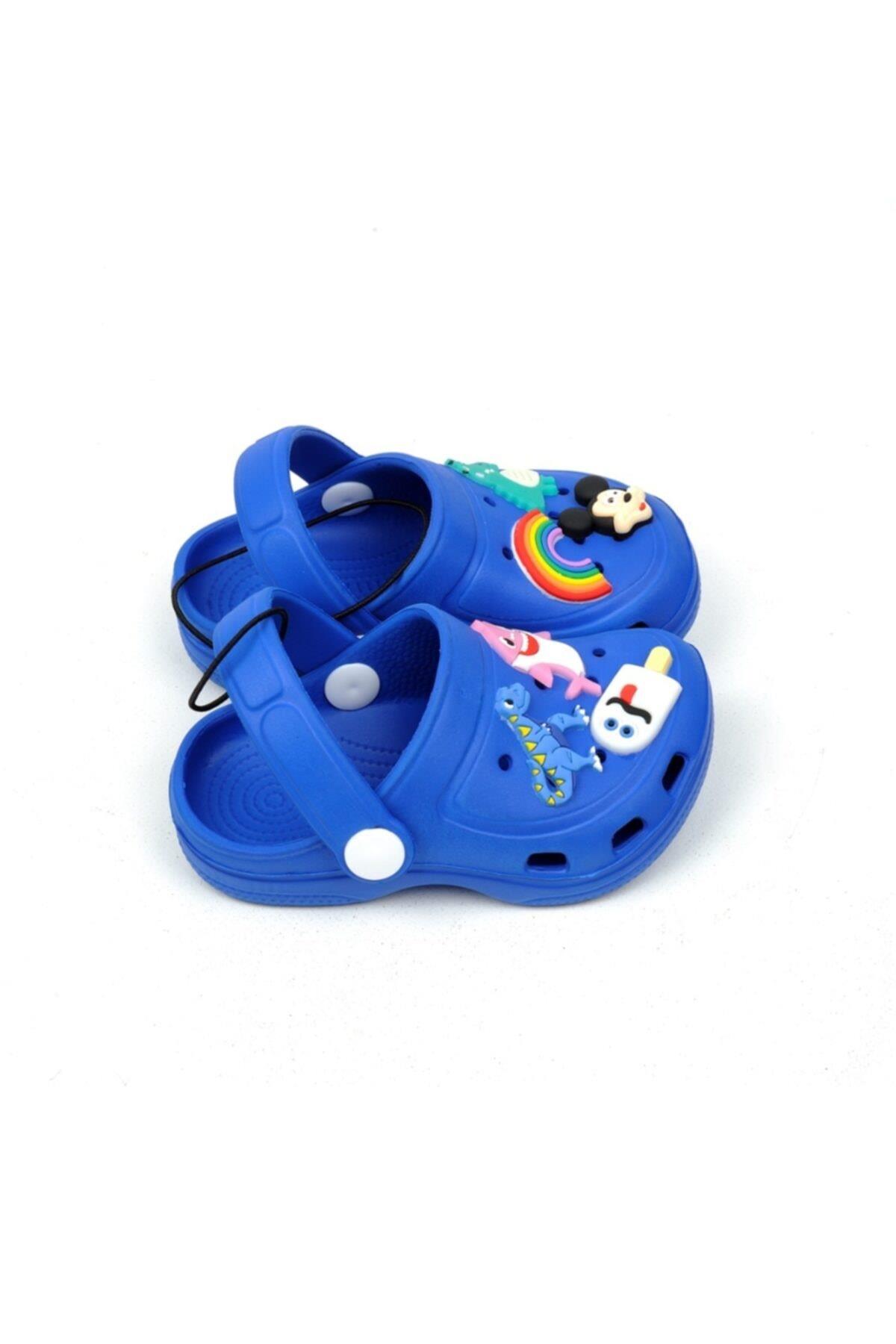 Crocs Tarz Model Sandalet Terlik Mickey Dinazor Süslü Erkek Çocuk Saks Mavi