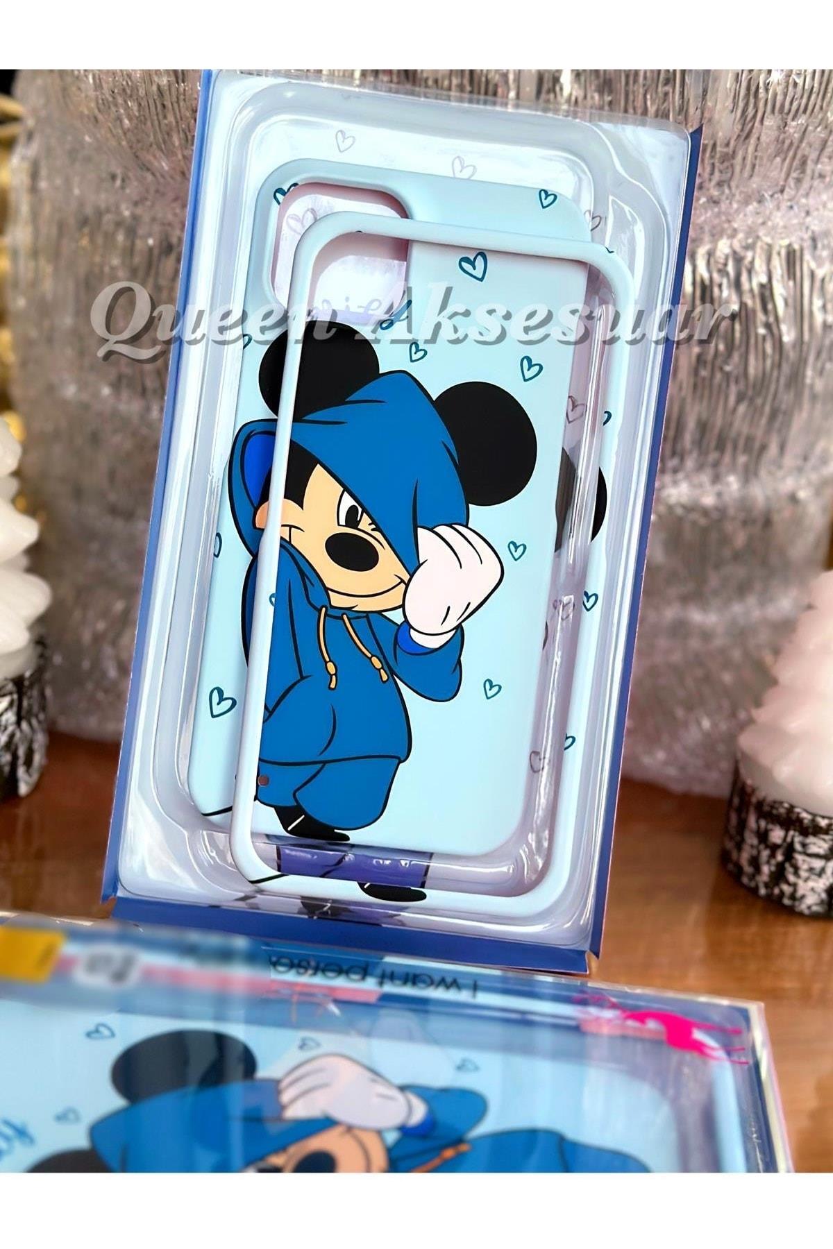 Disney Mickey Mouse Iphone 13 Pro Max Mavi 360 Ön Arka Korumalı Kapak Telefon Kılıfı Kapağı