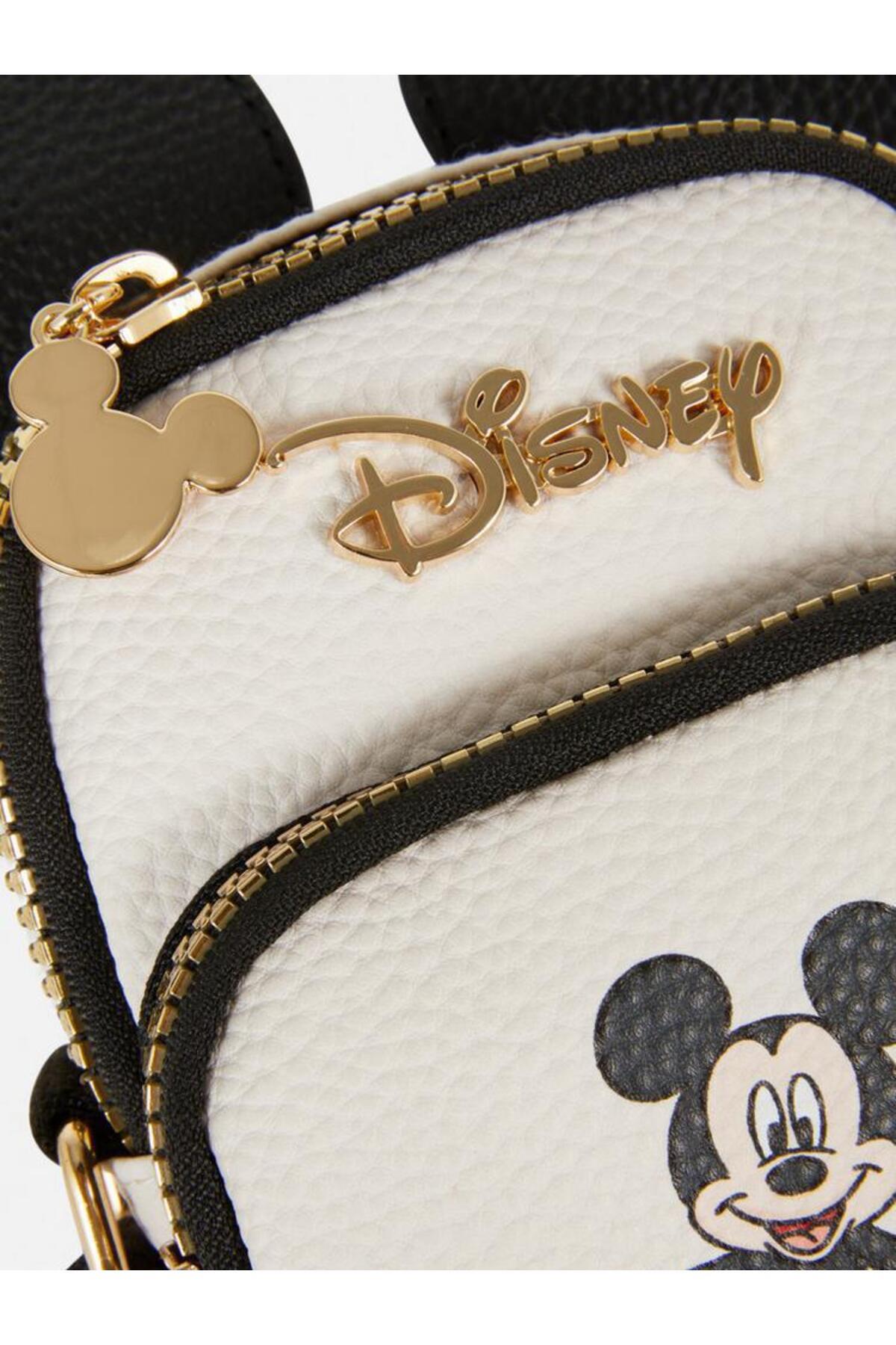 Disney Mickey mouse ithal lüks askılı kulaklı çapraz gold metal logolu çanta beyaz