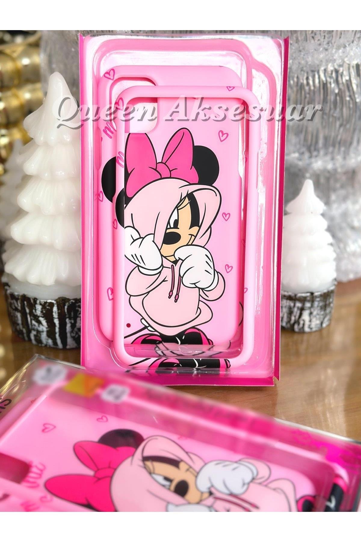Disney Minnie Mouse Iphone 11 Pro Max Pembe 360 Ön Arka Korumalı Kapak Telefon Kılıfı Kapağı