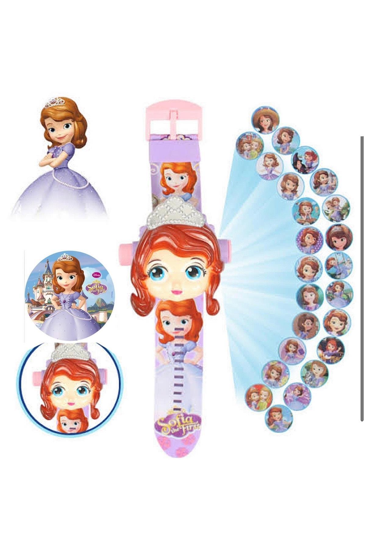 Disney Prenses Sofia Projeksiyon Kapaklı Işıklı 24 Resimli Dijital Çocuk Saati Kutulu Saat