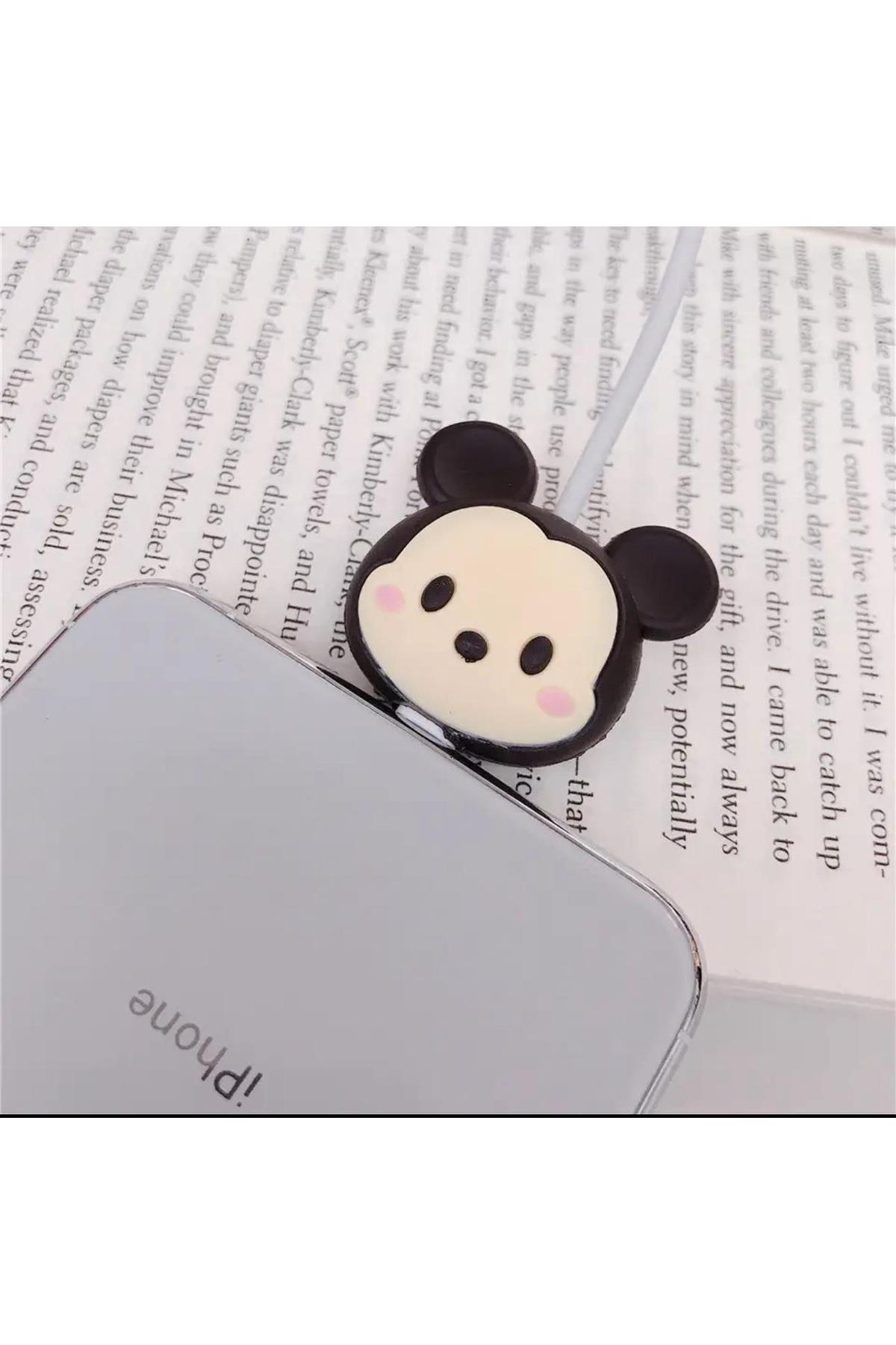 Disney sevimli fare Mickey mouse 3d kablo koruyucu tutucu silikon aparat kopma önleyici