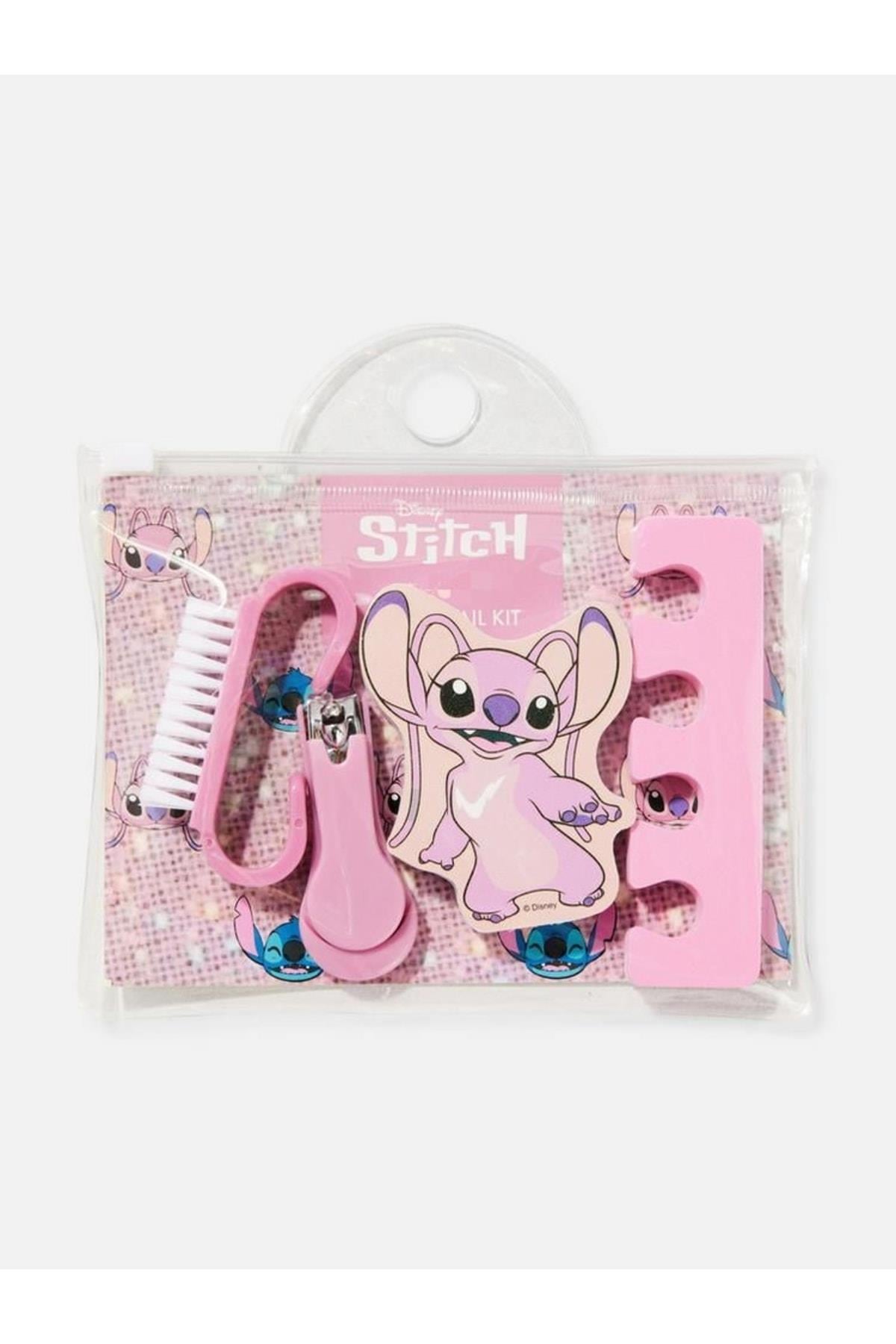 Disney Stitch Ithal Pembe Çantalı Manikür Seti Törpü Tırnak Makası