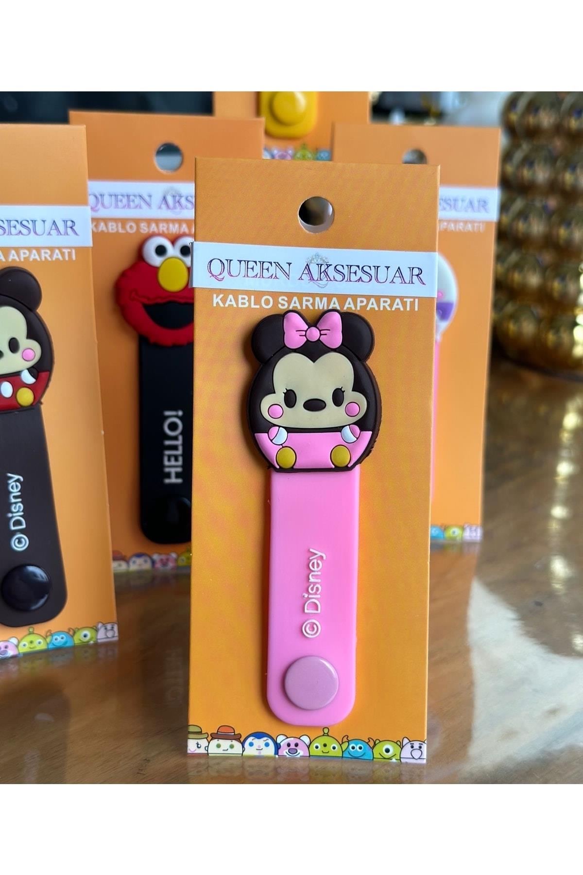 Disney Trend Sevimli Silikon Telefon Kulaklık Şarj Kablo Sarma Aparatı Pembe Minnie Mouse Fare