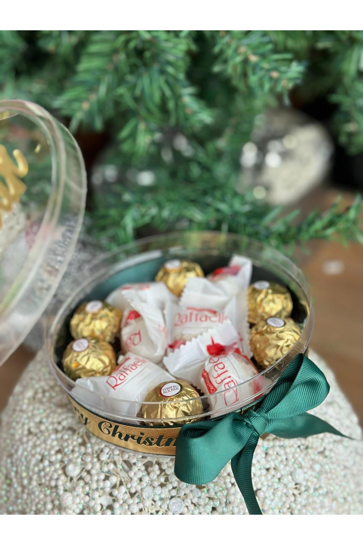 Happy New year yılbaşı tasarım lüks ayıcık anahtarlık ferro rafaello çikolata seti hediye kutusu