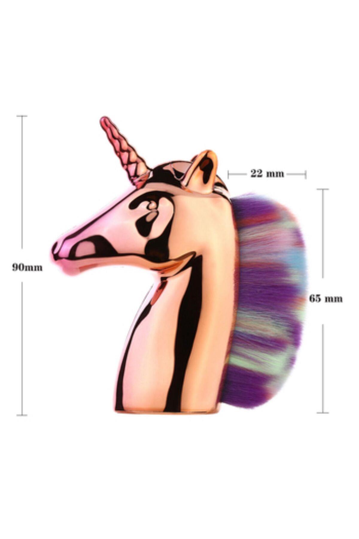 İngiltere’den ithal lüks profesyonel makyaj fırçası allık pudra metalik parlak gökkuşağı unicorn at