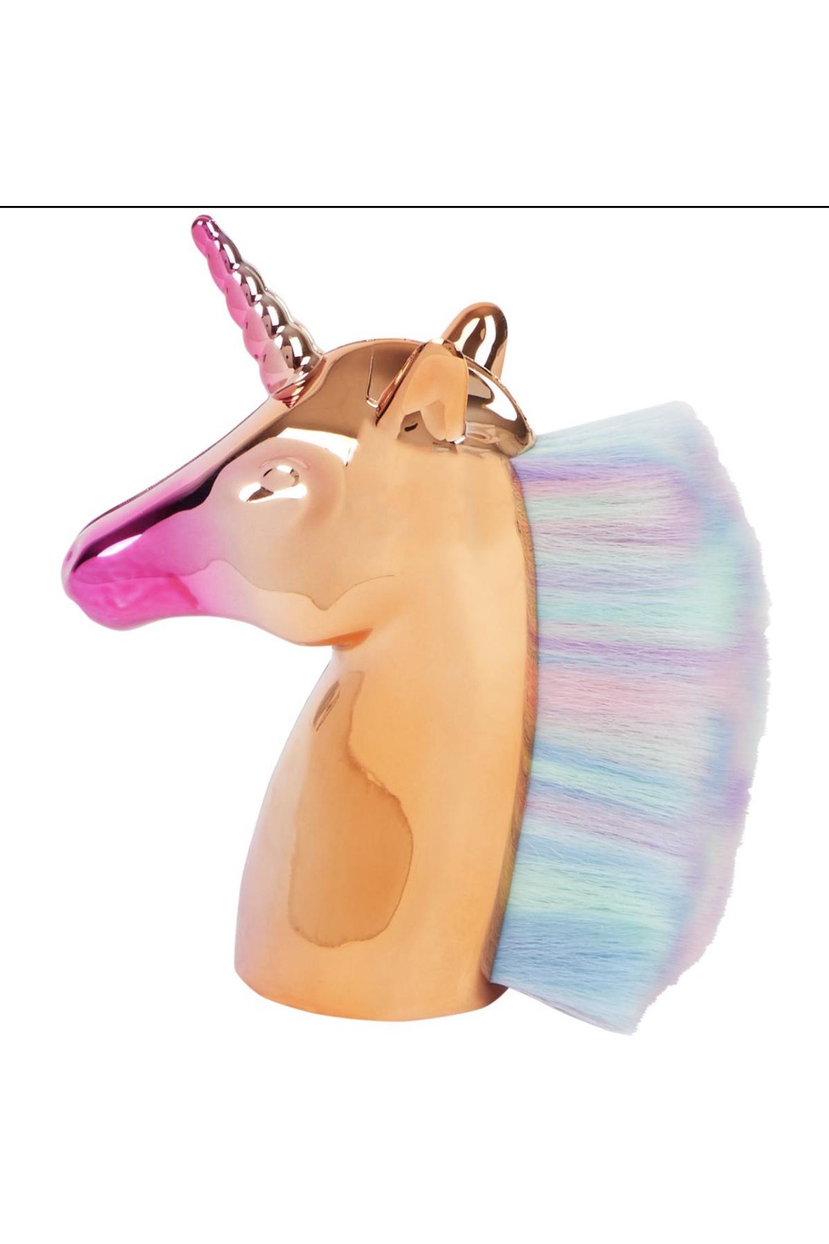 İngiltere’den ithal lüks profesyonel makyaj fırçası allık pudra metalik parlak gökkuşağı unicorn at