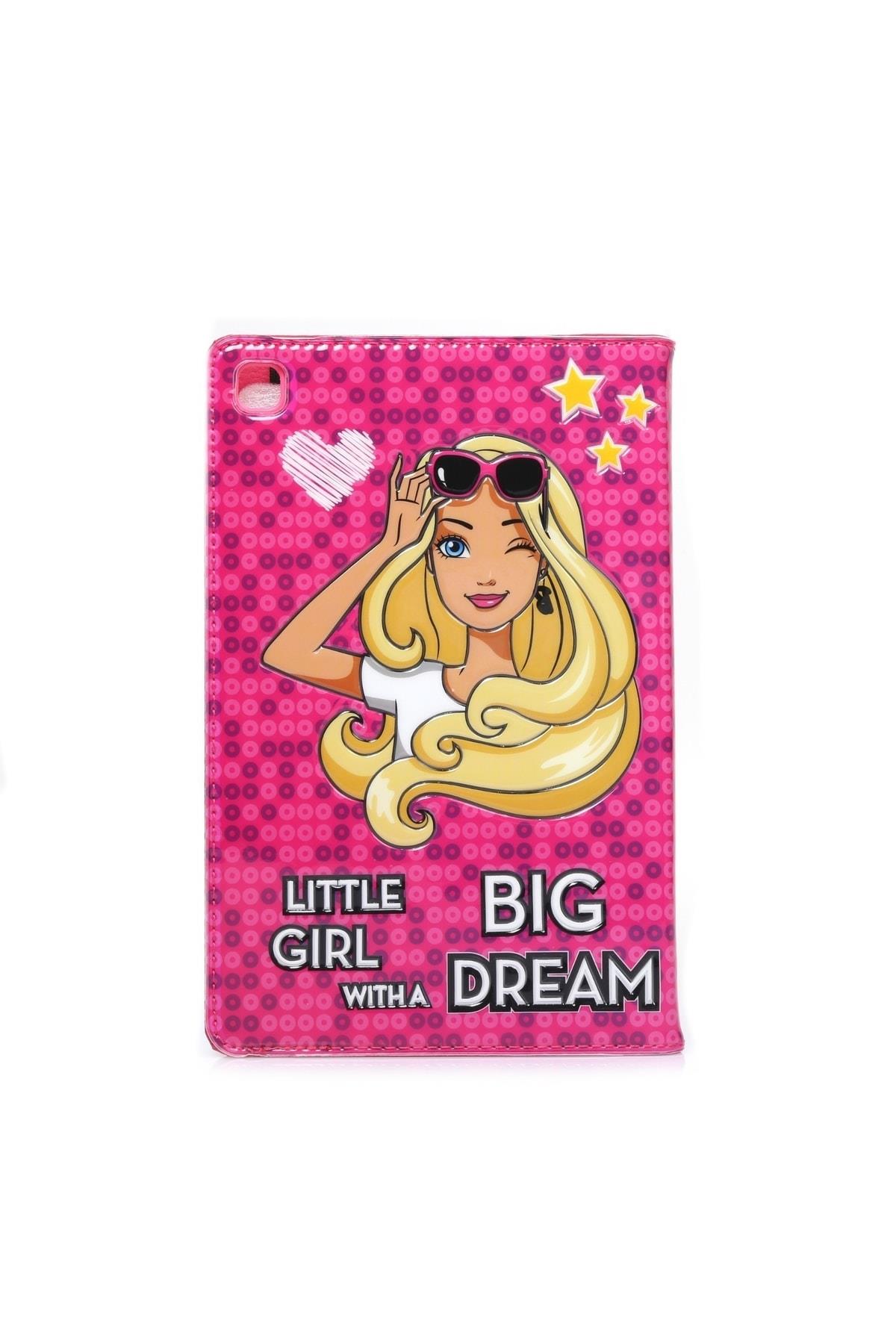 Ipad 9.7” 5. 6. Nesil Tablet UyumluKılıfı Parlak Kapak 3d Kabartmalı Pembe Barbie Kapağı