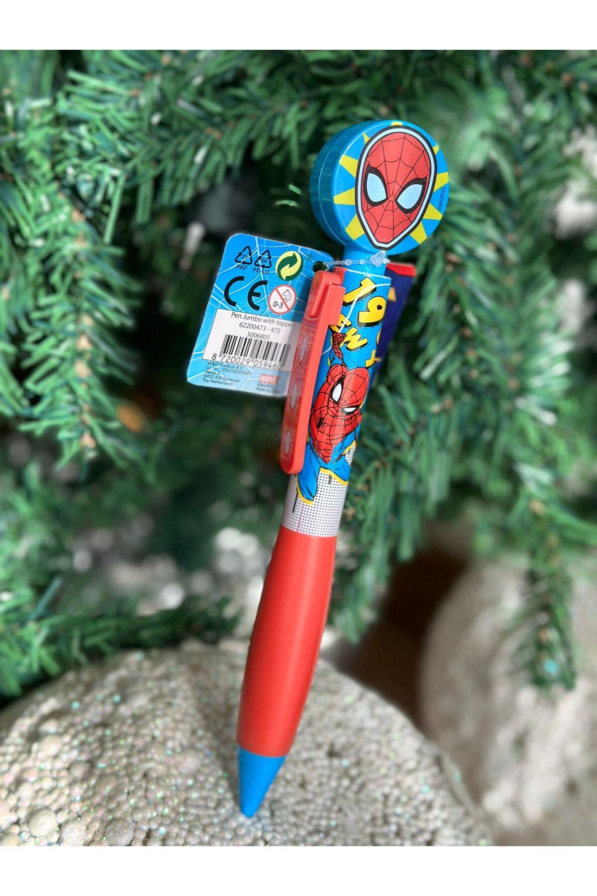 isanslı marvel spiderman örümcek adam 25cm dev jumbo tükenmez kalem mavi erkek çocuk