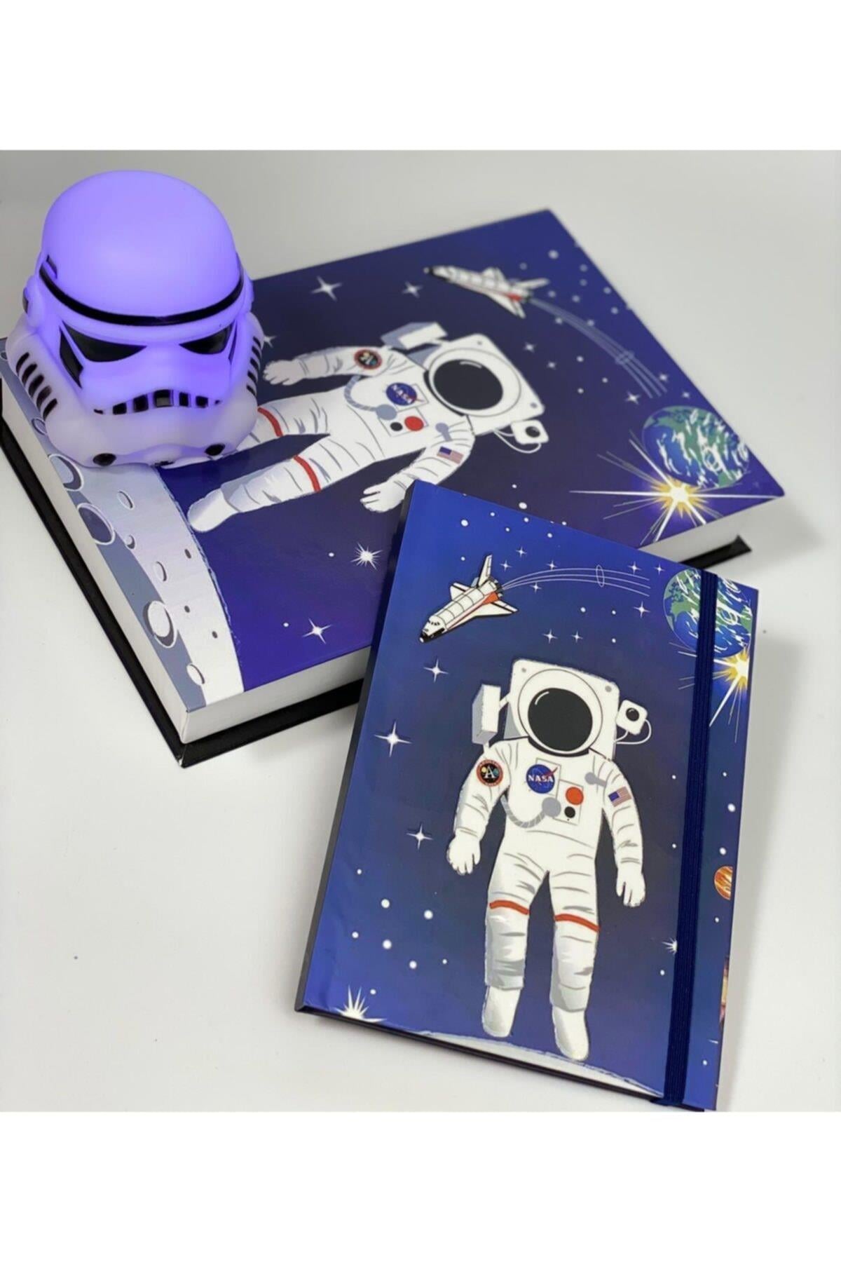 Işıklı Gece Lambası Astronot Kutu Kitap Defter Seti