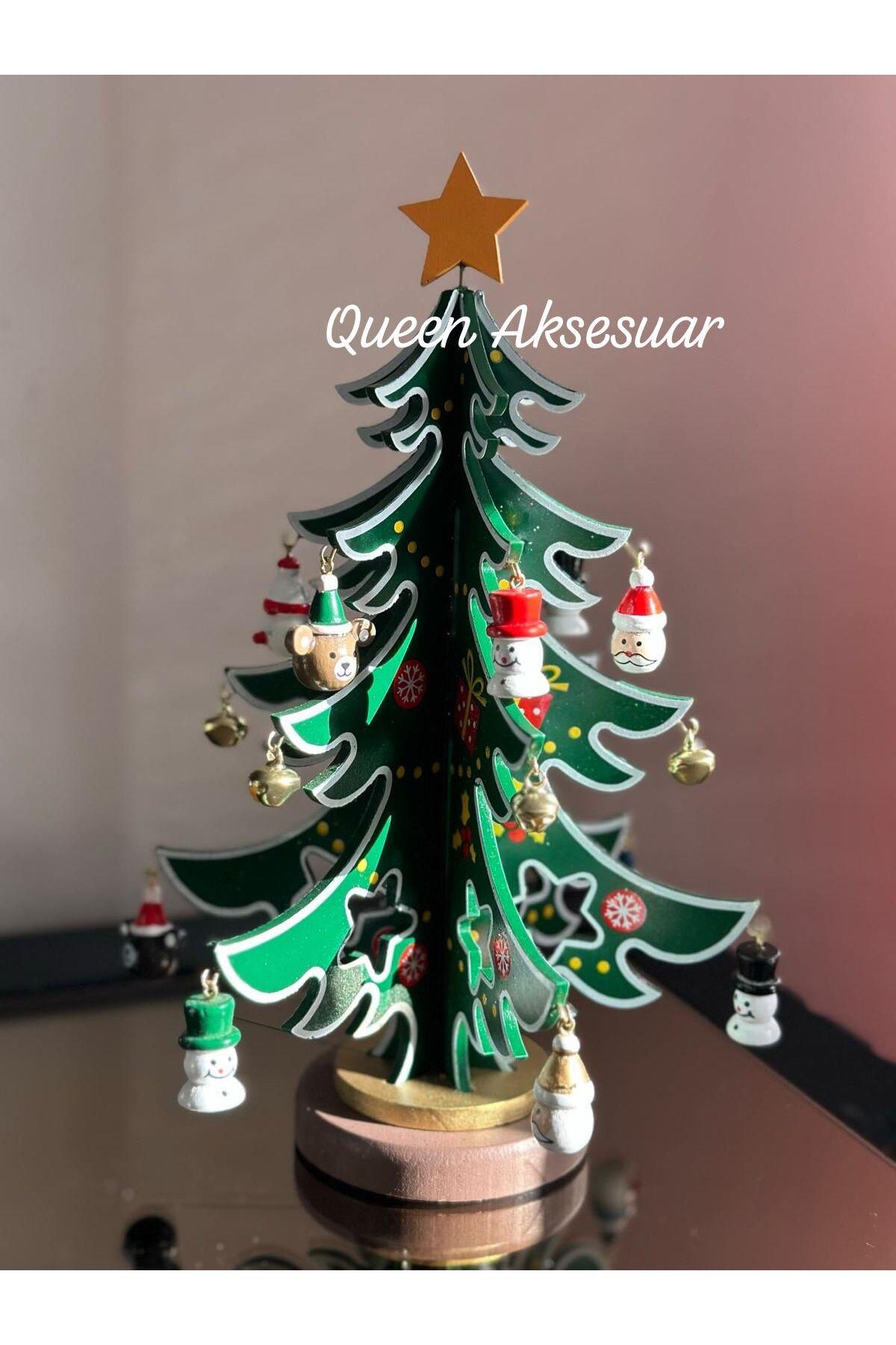 İthal ahşap yılbaşı hediye seti kendin yap süslü çam ağacı Noel baba zil yıldızlı dekorasyon ağaç