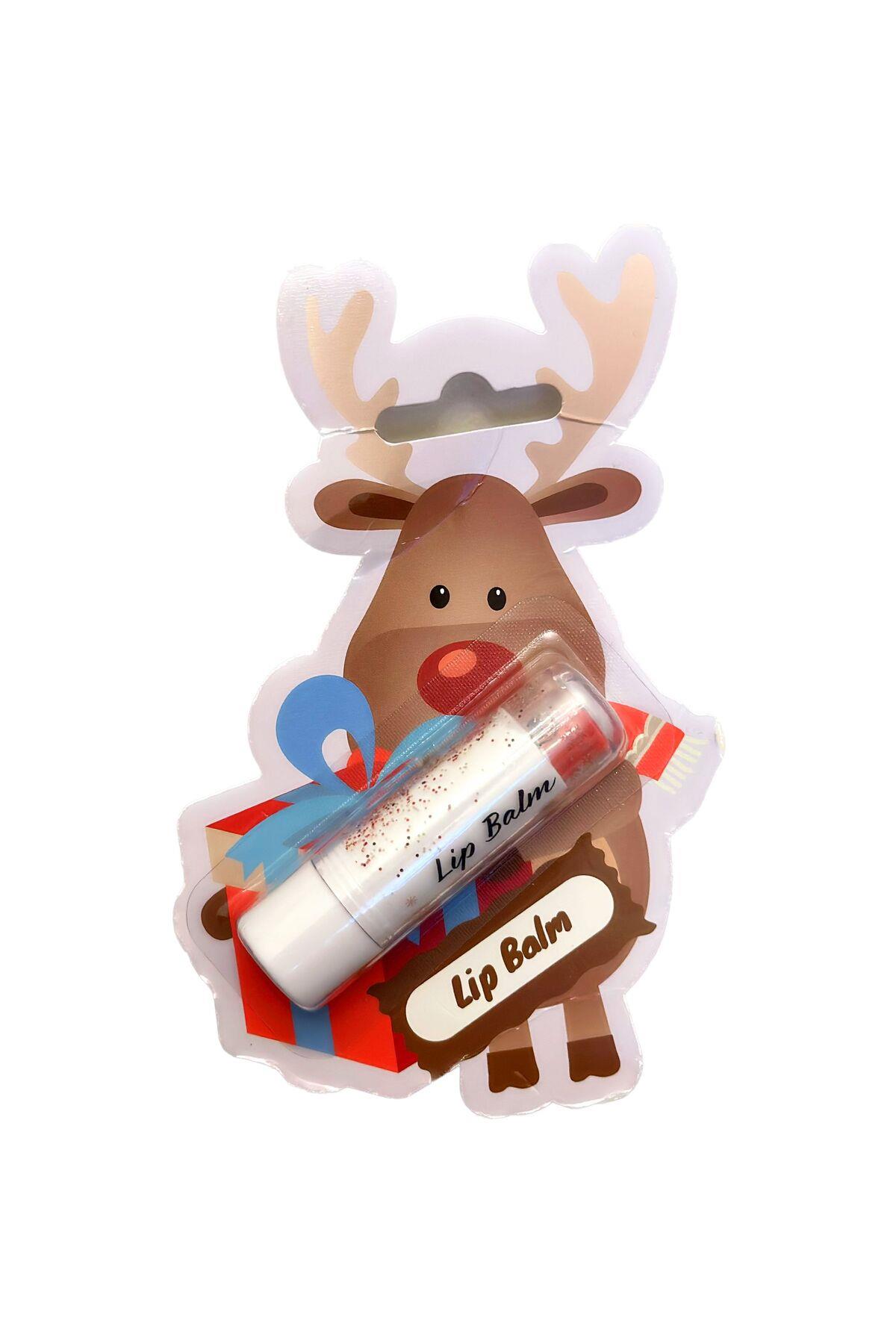 İthal Alman kalitesi çikolata kokulu yeni yıl Noel geyikli hediyelik kutulu lip balm dudak kremi