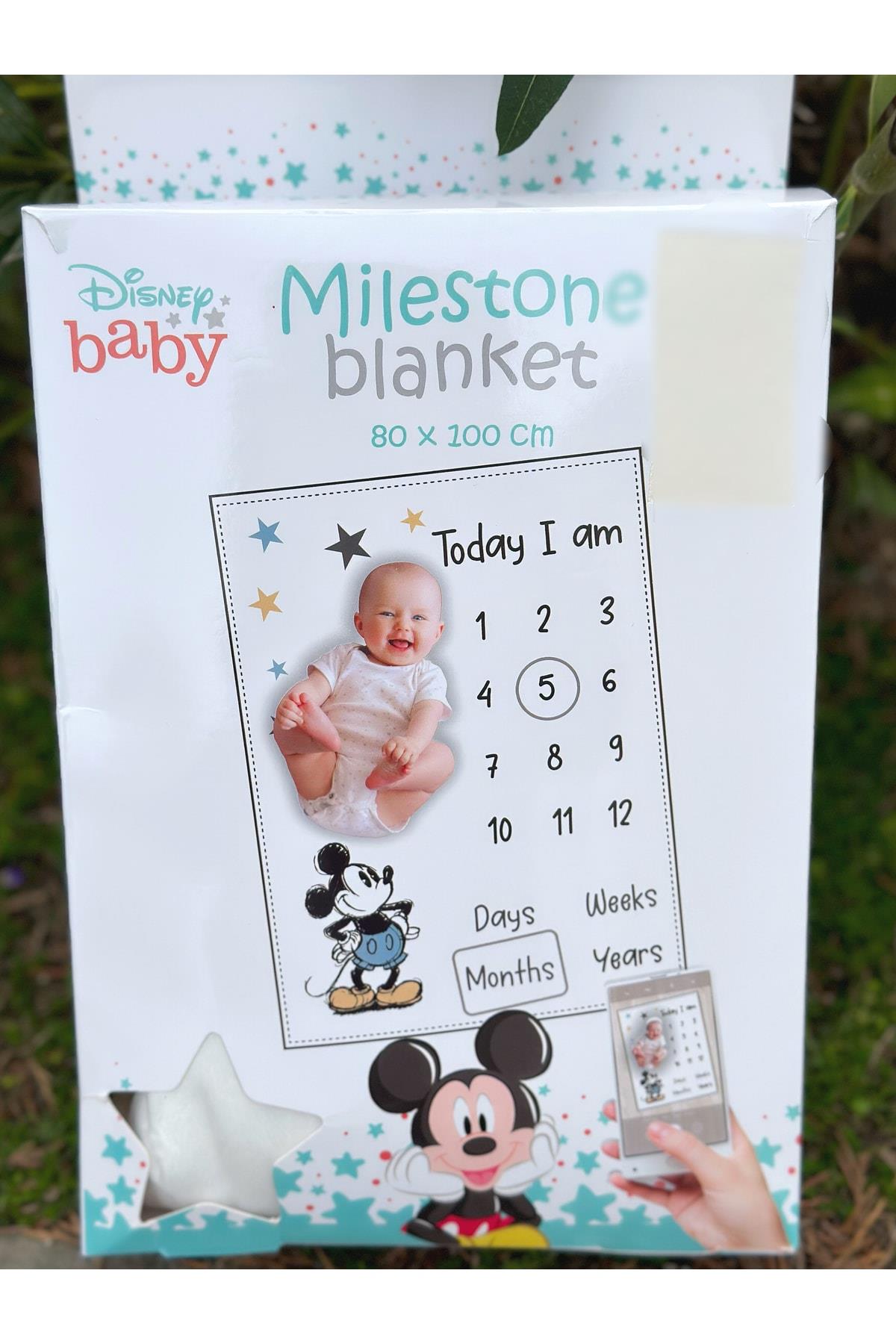 Ithal Disney Mickey Erkek Bebek Doğum Ay Aylık Fotoğraf Çekim Çerçevesi Halı Battaniye