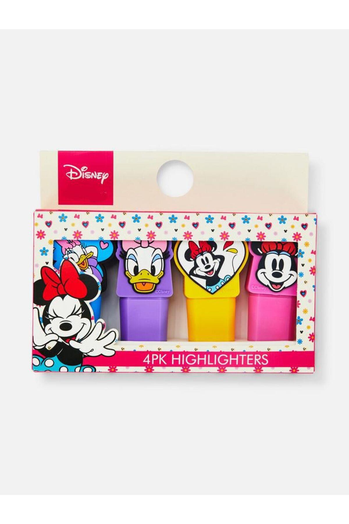 İthal Disney Minnie mouse lüks 4lü fosforlu çizim boya kalem seti