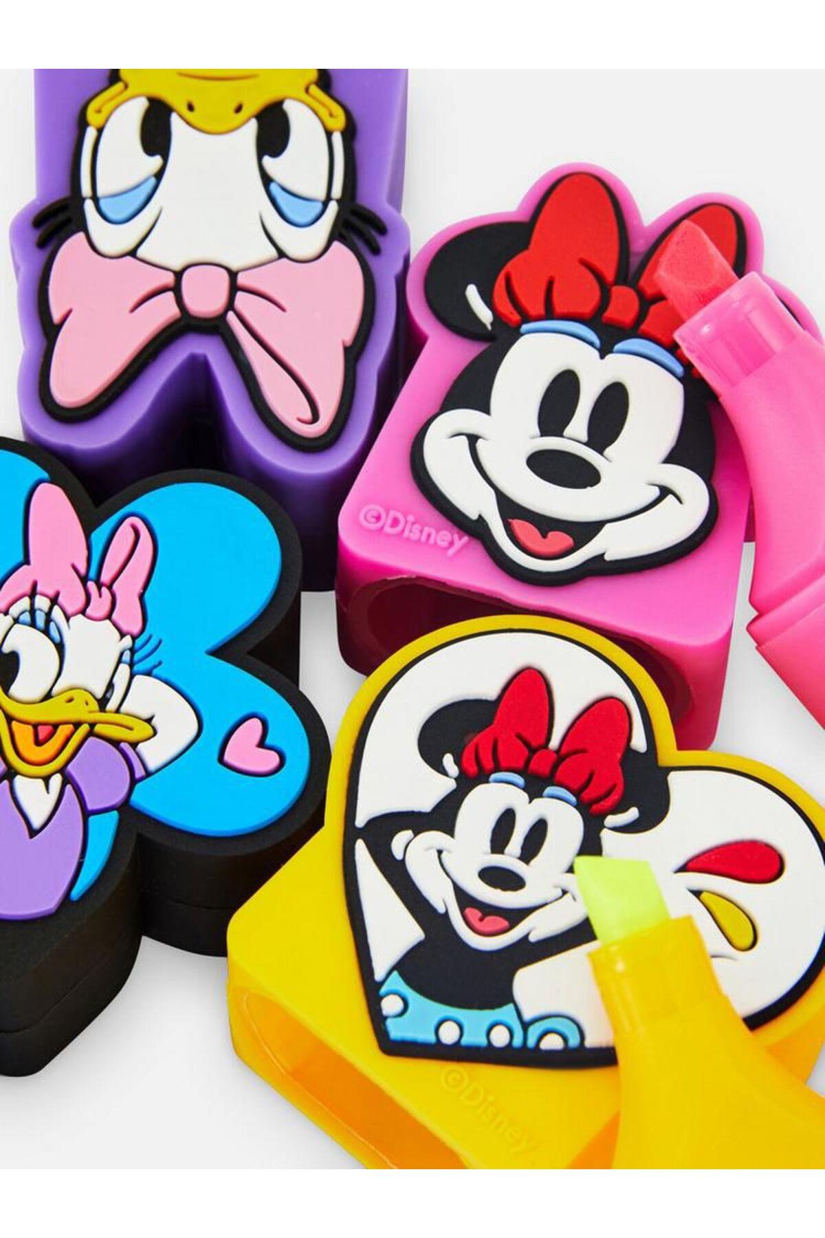 İthal Disney Minnie mouse lüks 4lü fosforlu çizim boya kalem seti