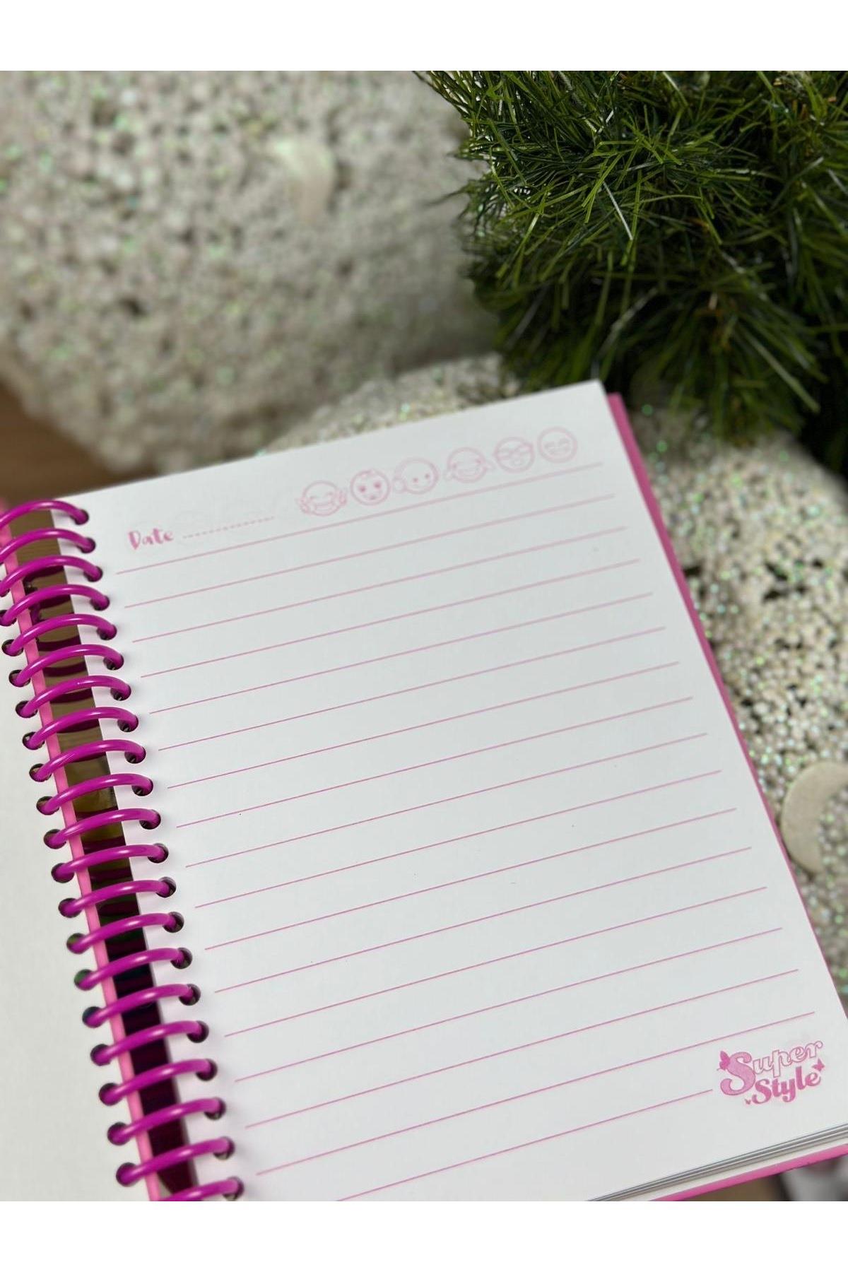İthal hareketli pullu tüylü renkli boya kalem flamingo dondurma desenli a5 defter hatıra ajanda