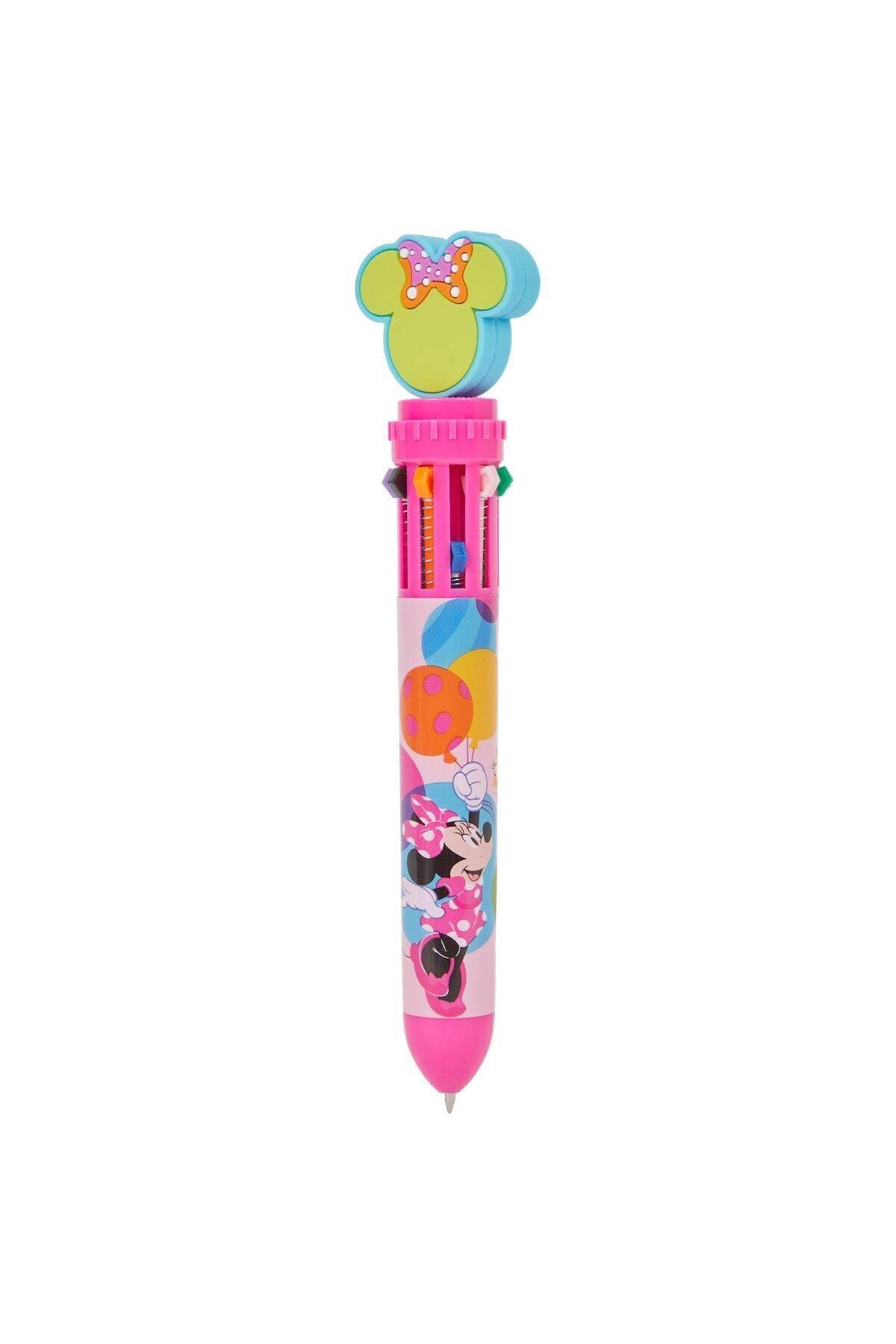 İthal lüks Disney 3d boyutlu minnie mouse çok renkli tükenmez kalem 10 renk boya seti pembe