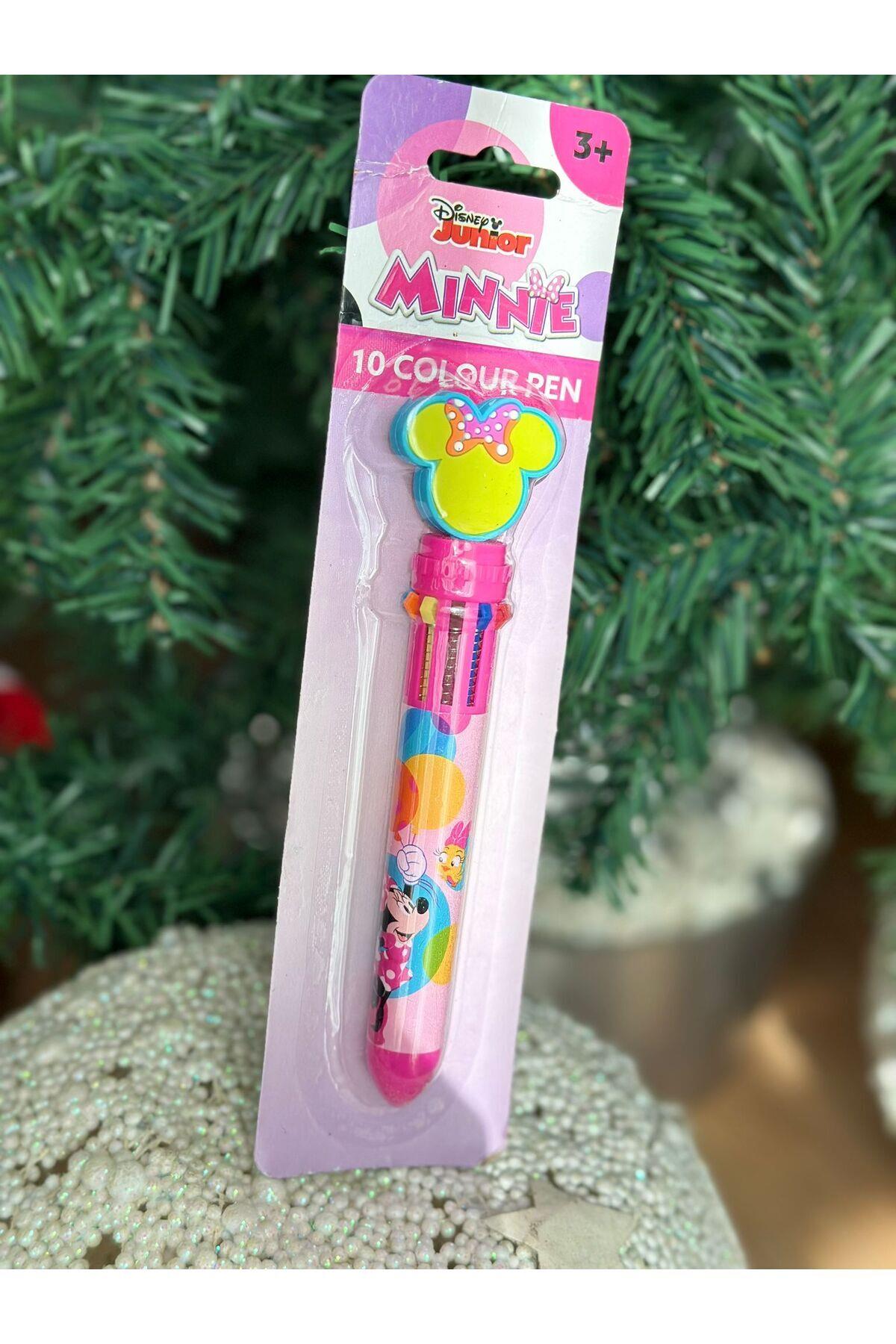 İthal lüks Disney 3d boyutlu minnie mouse çok renkli tükenmez kalem 10 renk boya seti pembe