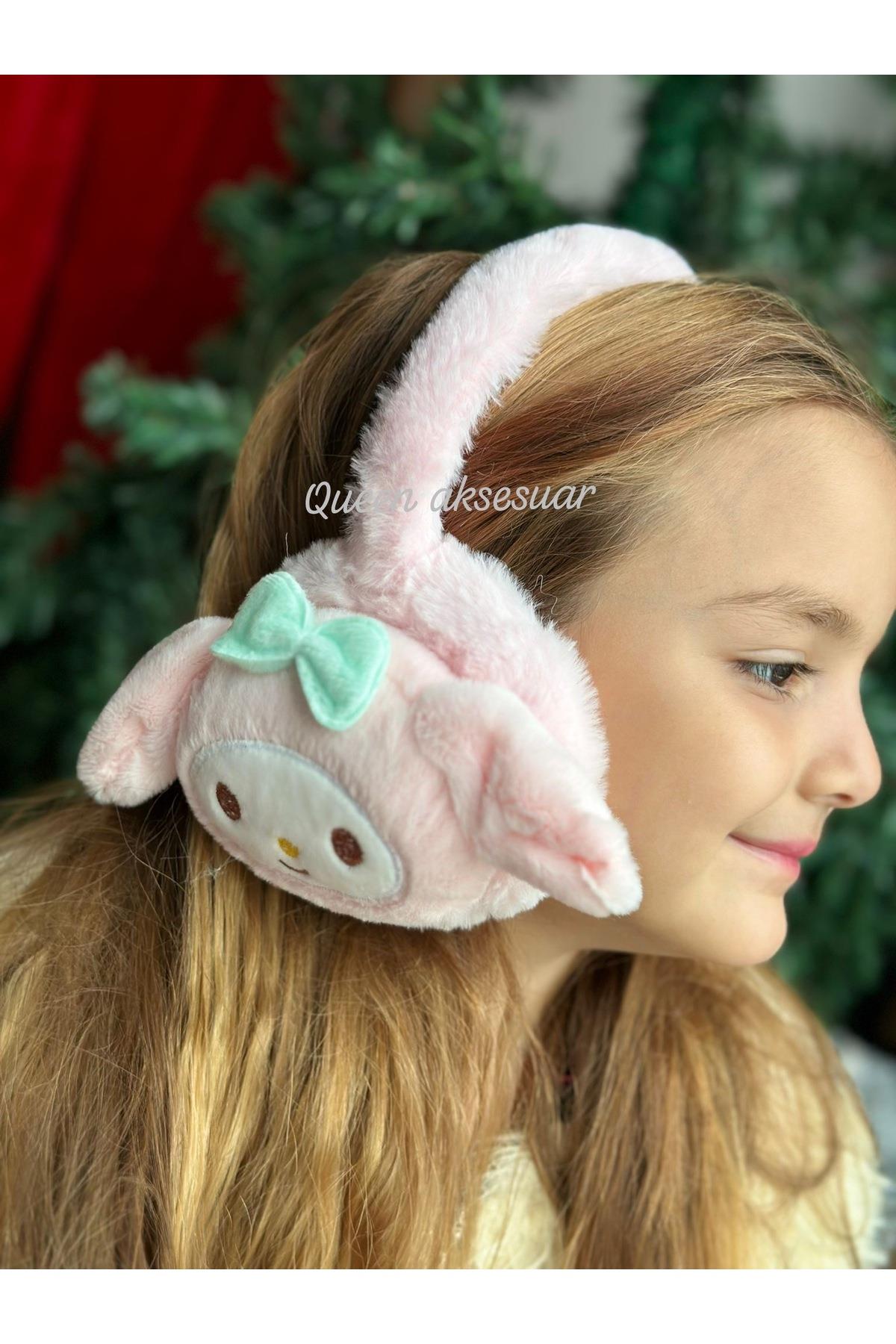 İthal lüks Hello kitty kuromi peluş hayvan tüylü kulaklık tacı çocuk yetişkin taç kulaklığı tavşan