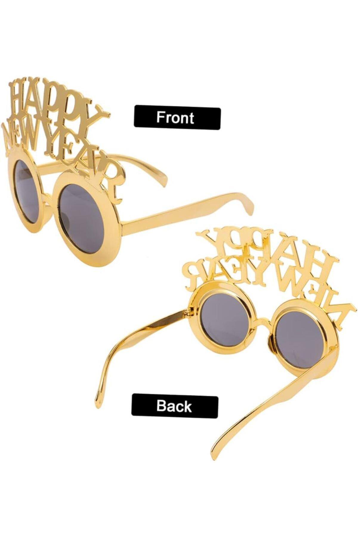 İthal lüks kadın çocuk erkek unisex happy New year gold altın parti yılbaşı gözlüğü yeni yıl gözlük