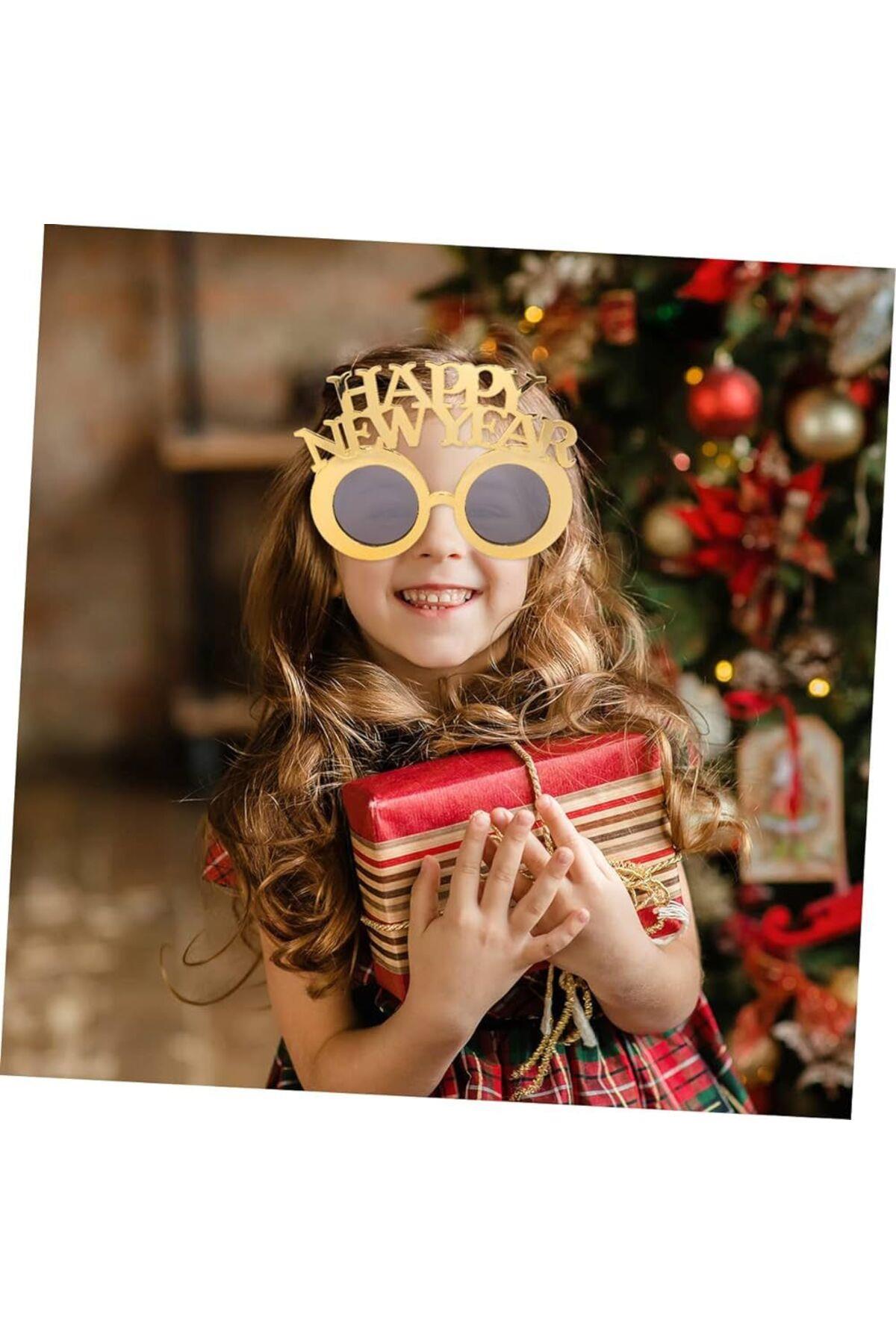 İthal lüks kadın çocuk erkek unisex happy New year gold altın parti yılbaşı gözlüğü yeni yıl gözlük