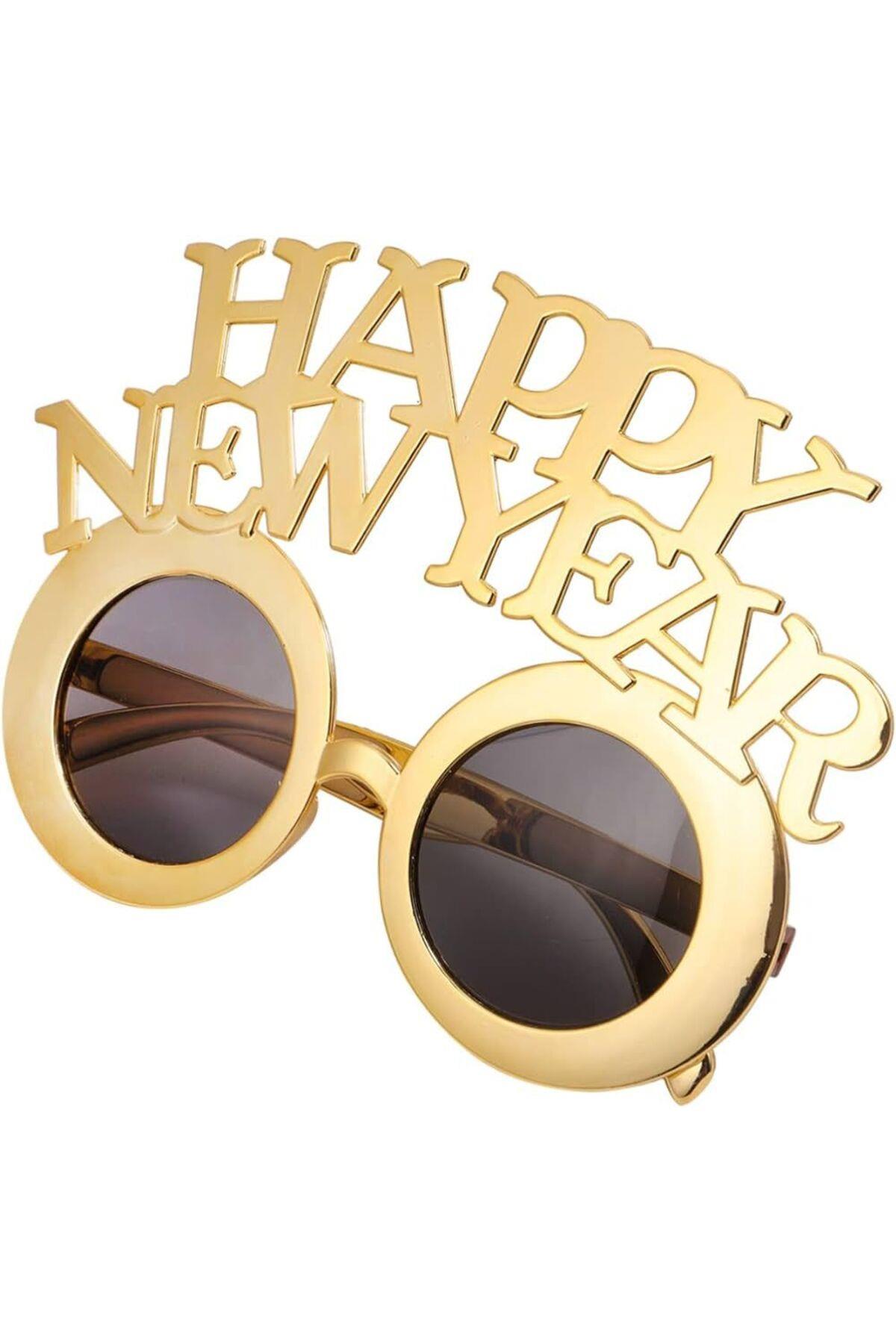 İthal lüks kadın çocuk erkek unisex happy New year gold altın parti yılbaşı gözlüğü yeni yıl gözlük