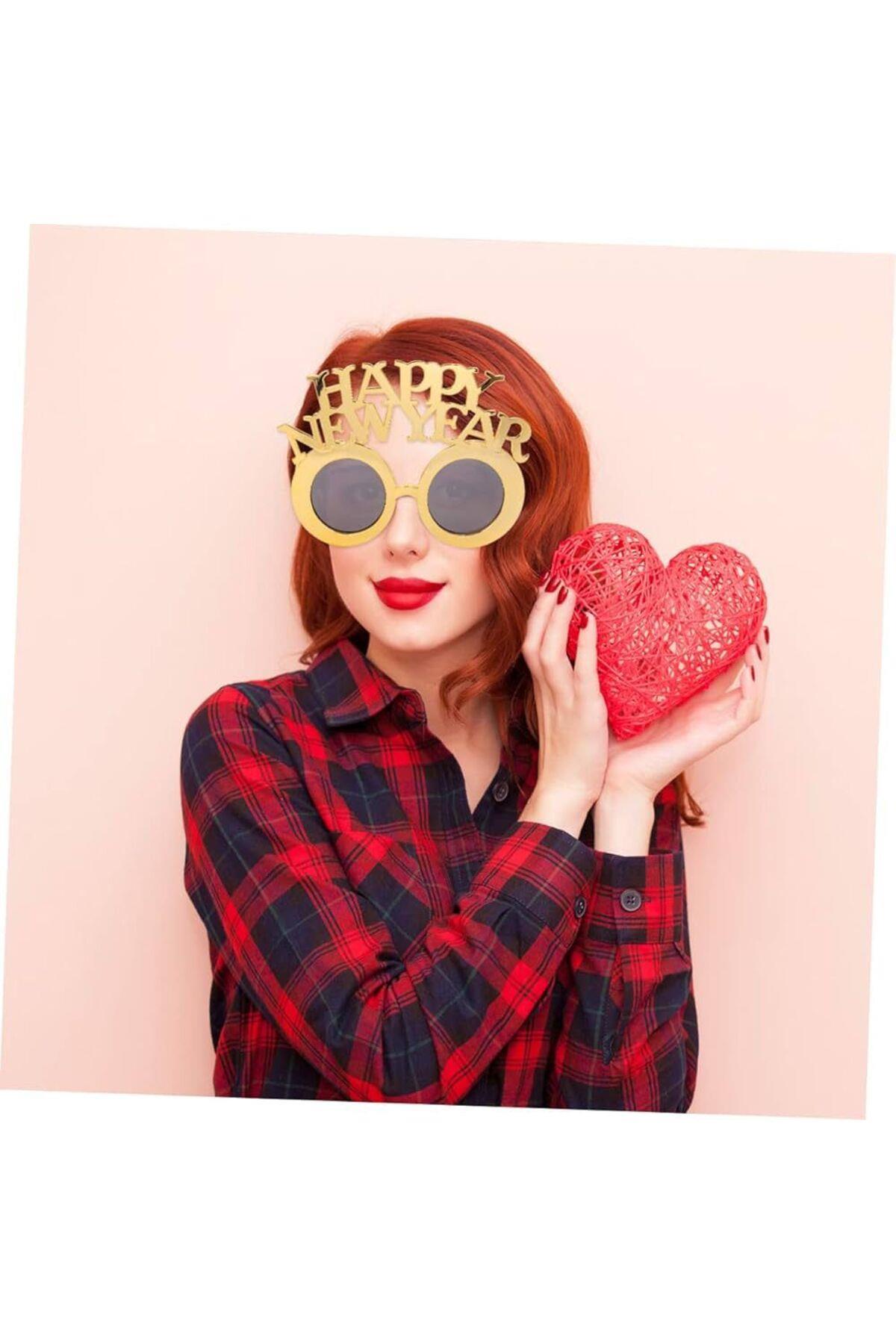 İthal lüks kadın çocuk erkek unisex happy New year gold altın parti yılbaşı gözlüğü yeni yıl gözlük