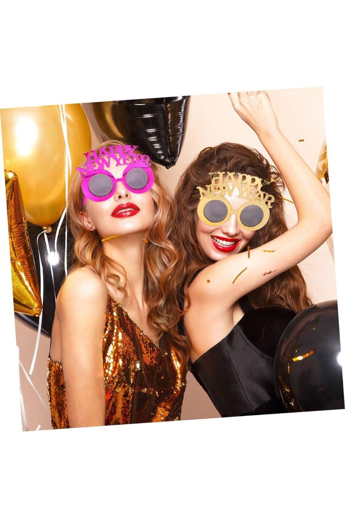 İthal lüks kadın çocuk erkek unisex happy New year gold altın parti yılbaşı gözlüğü yeni yıl gözlük