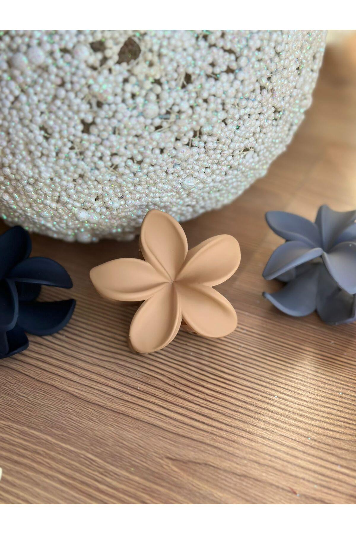 İthal lüks moda trend mat renk karamel kahverengi aloha lotus çiçek kadın çocuk tokası büyük boy