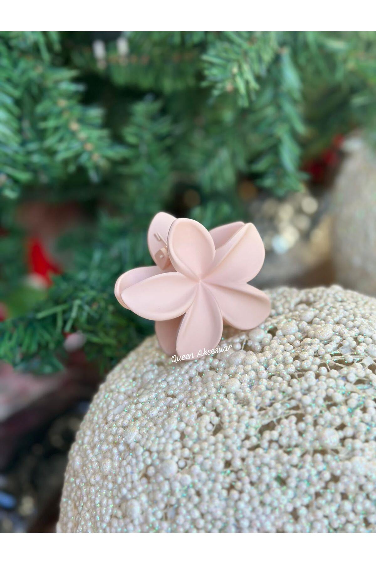 İthal lüks moda trend mat renk pudra pembe aloha lotus çiçek kadın çocuk tokası büyük boy
