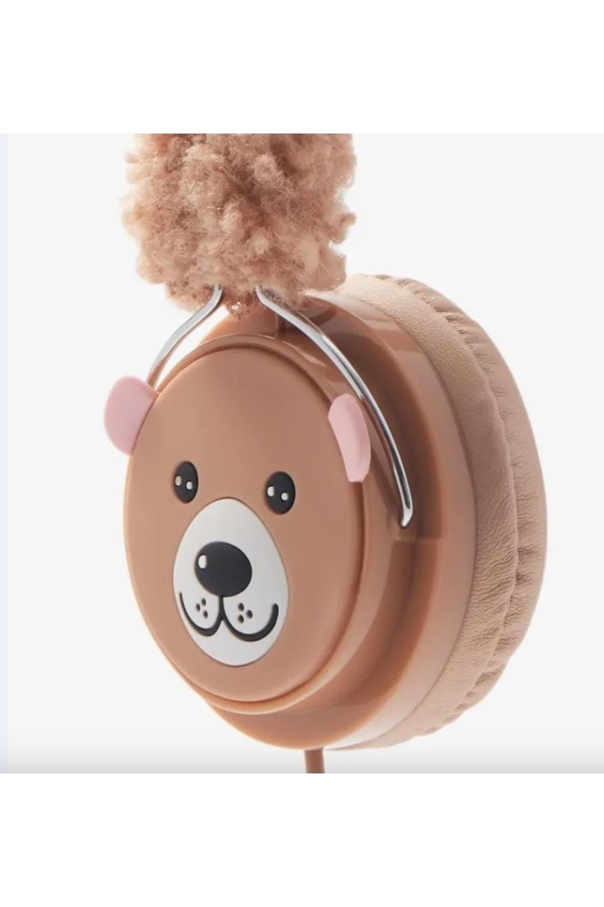 Ithal Lüks Pofuduk Peluş Tüylü Ayıcık Kablolu Ayarlanabilir Kulaklık Unisex Yetişkin Çocuk