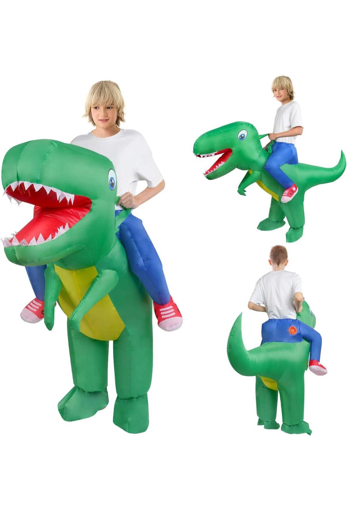 İthal lüks şişme balon komik parti eğlence dinozor üstüne binilen dinazor çocuk kostümü t-rex