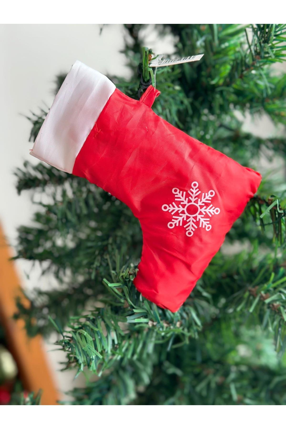 İthal lüks yılbaşı noel çorap alışveriş çantası tekrar kullanılabilir katlanır torba poşet kırmızı