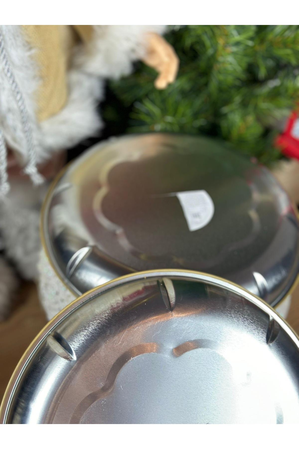 İthal metal büyük yuvarlak tepsi karlı yılbaşı ev ağaç geyik desenli tabak sunum hediyelik christmas