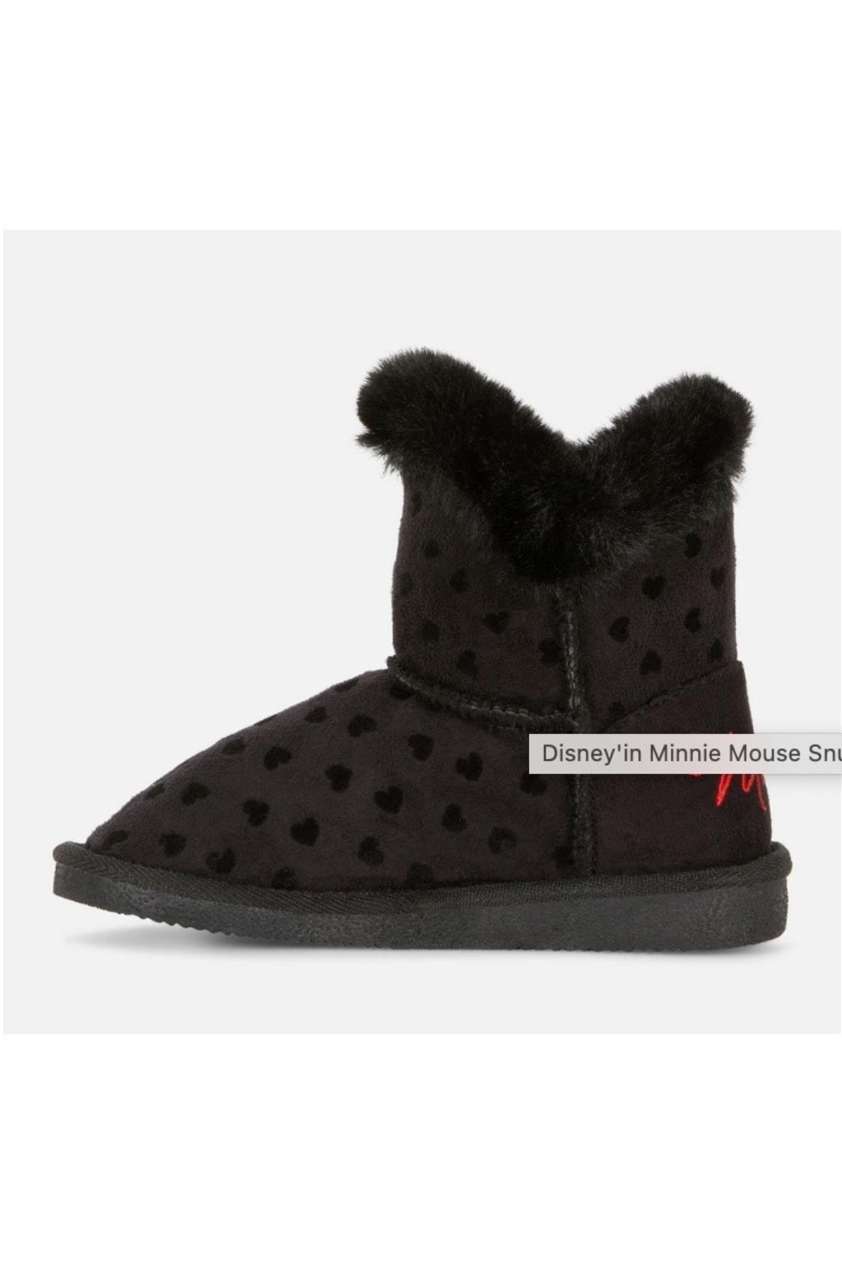 Ithal Orijinal Disney Minnie Mouse Kürklü Ugg Tarz Lüks Çocuk Botu Kalp Desen Bot