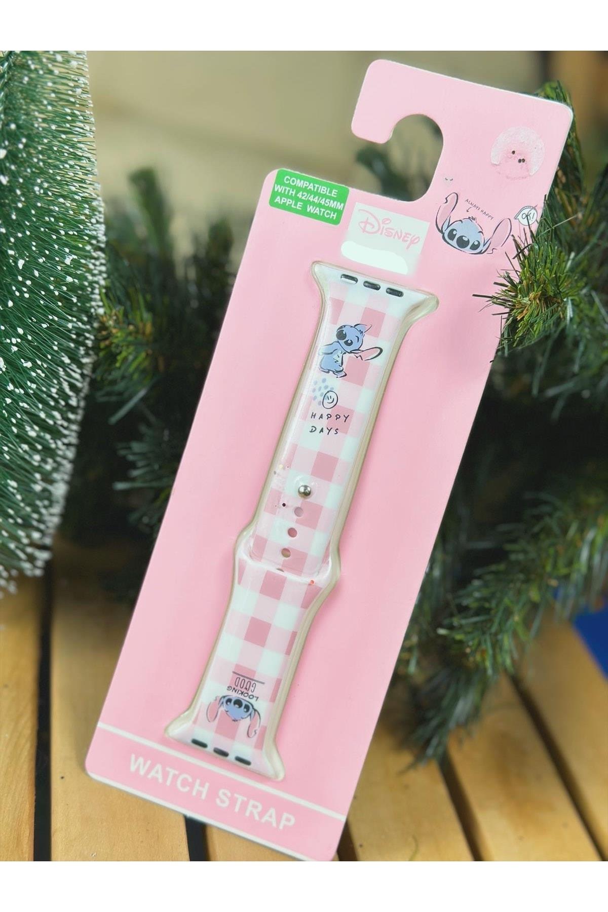 Ithal Orijinal Disney Stitch Pembe Apple Watch Saat Kordonu 42 44 45 Mm