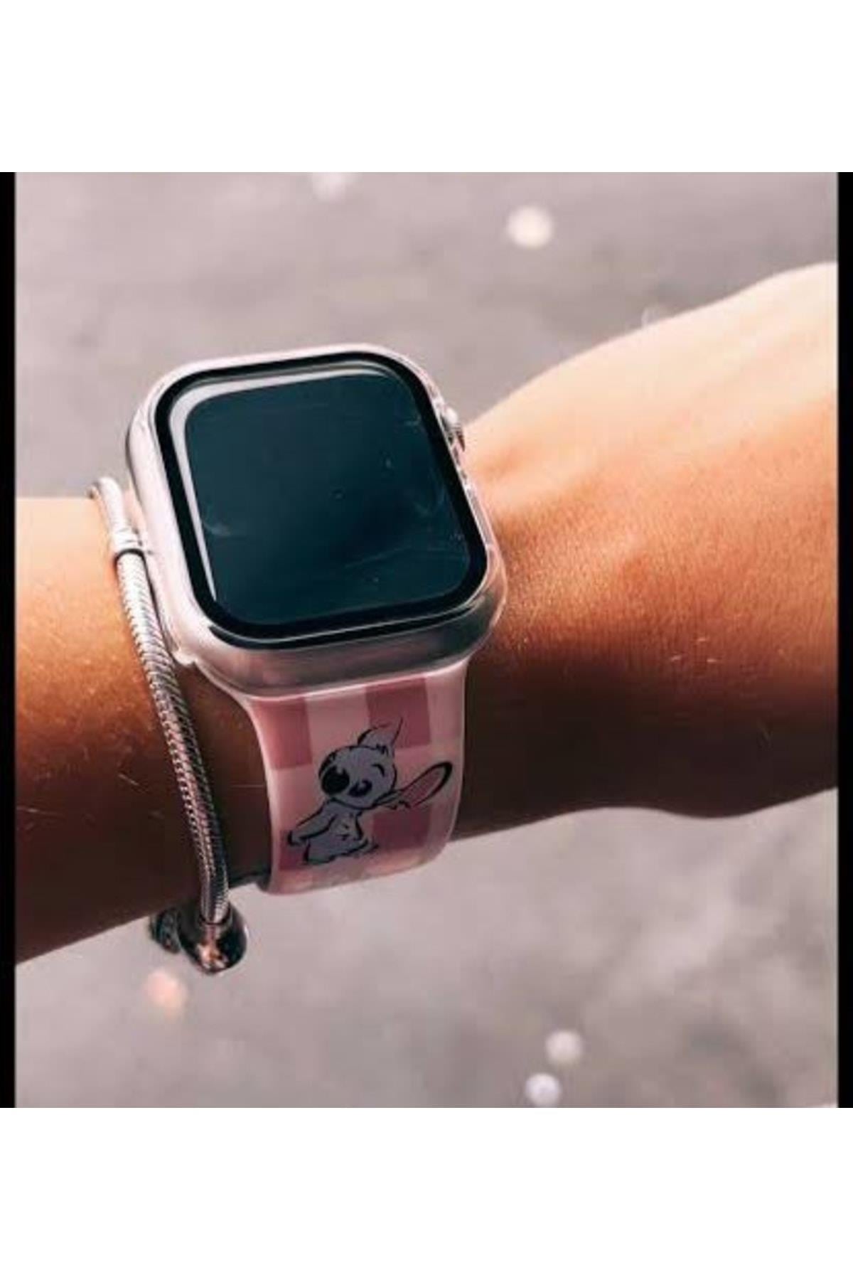 Ithal Orijinal Disney Stitch Pembe Apple Watch Saat Kordonu 42 44 45 Mm