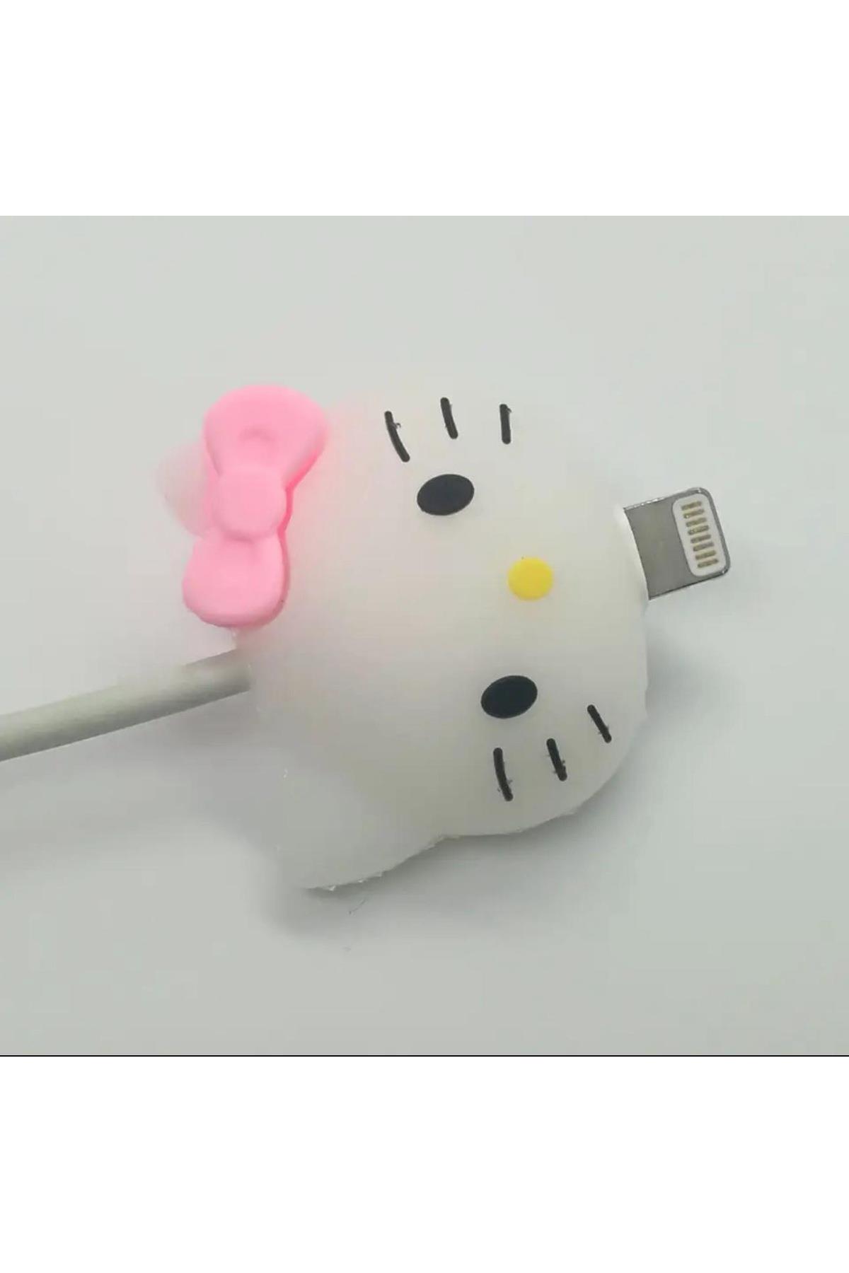 İthal sevimli Hello kitty 3d boyutlu kablo koruyucu tutucu silikon aparat kopma önleyici