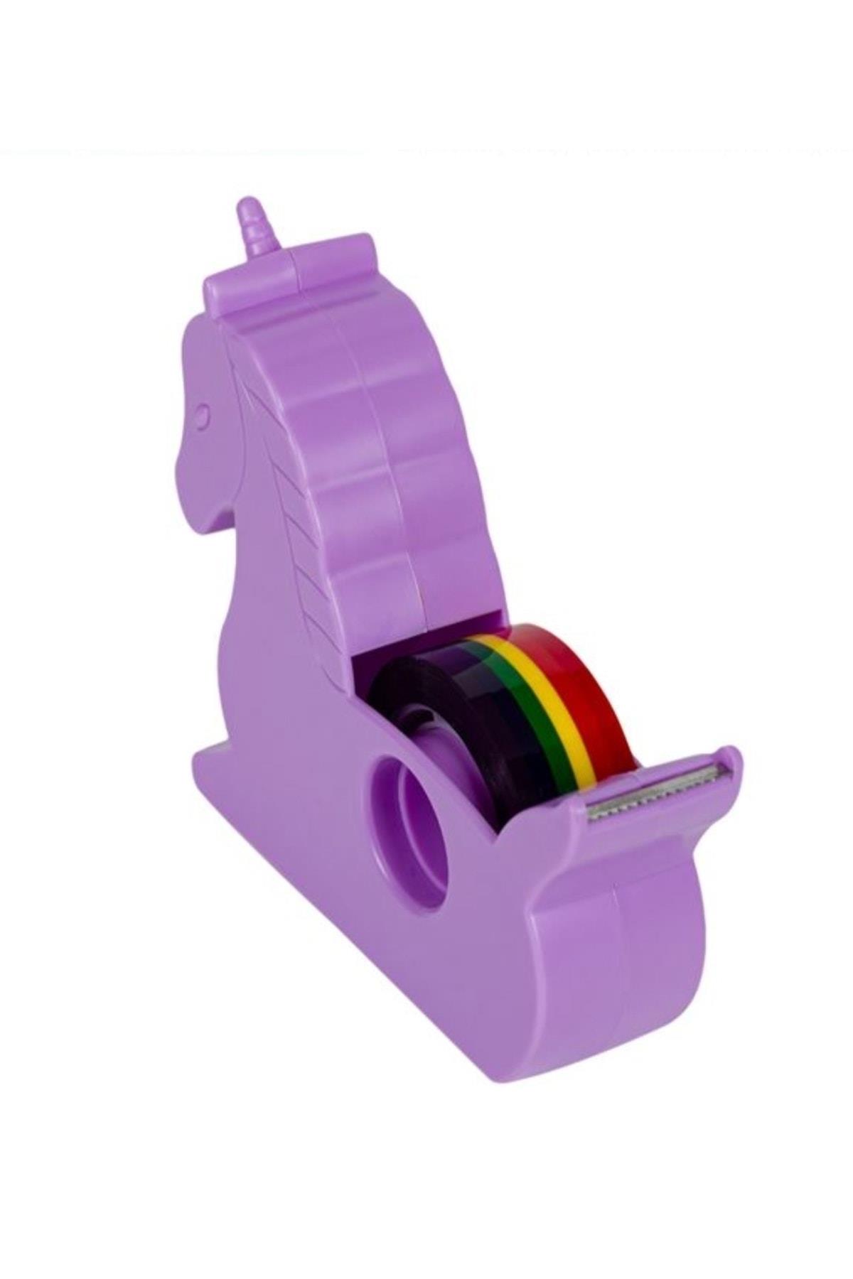 ithal şık tasarım lila mor unicorn gökkuşağı bant kesici makine kesme aleti kutulu 3lü set