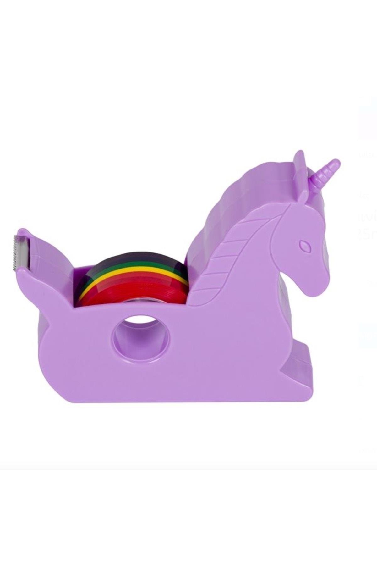 ithal şık tasarım lila mor unicorn gökkuşağı bant kesici makine kesme aleti kutulu 3lü set