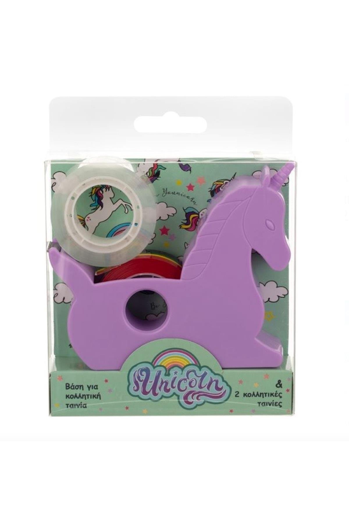 ithal şık tasarım lila mor unicorn gökkuşağı bant kesici makine kesme aleti kutulu 3lü set
