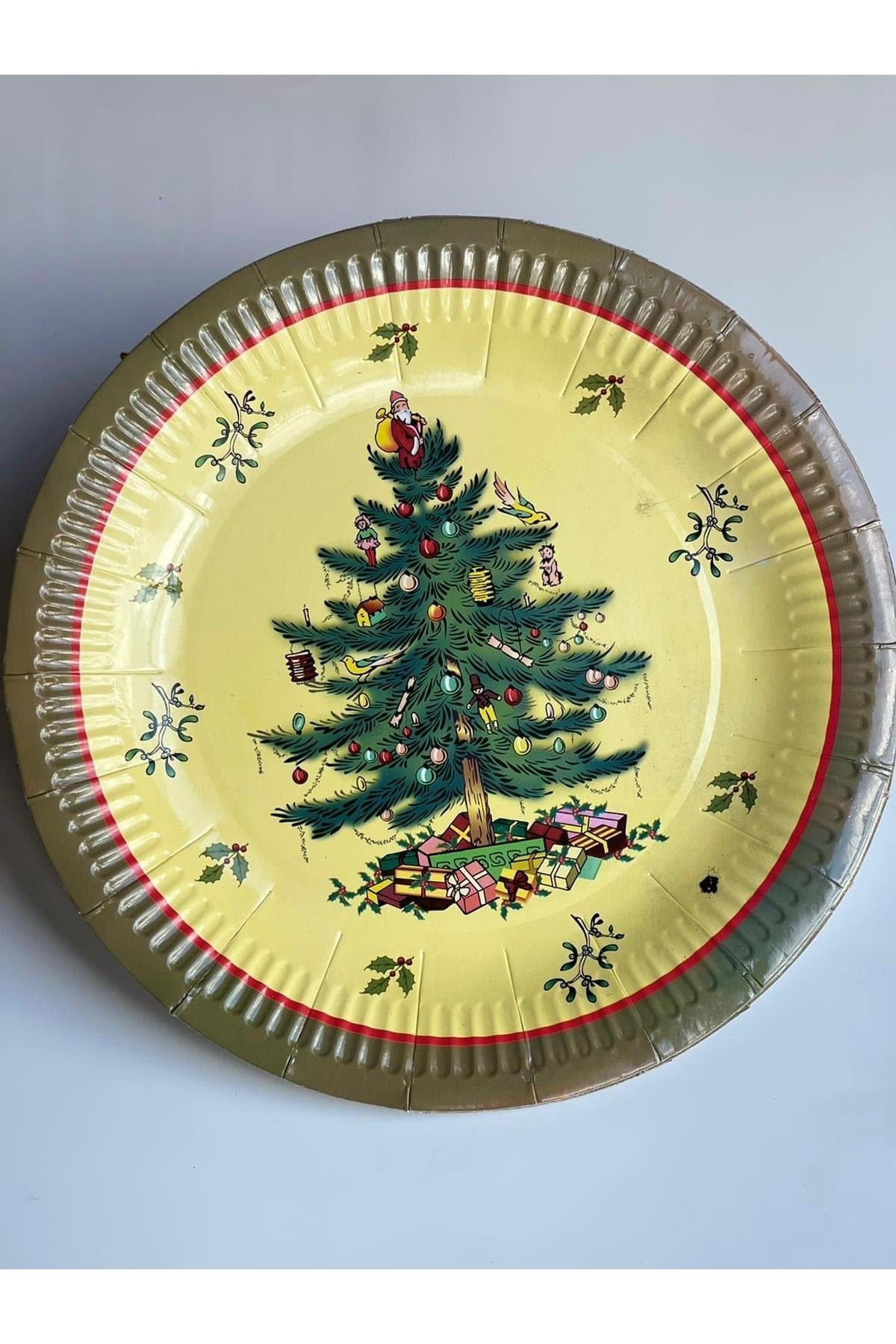 Ithal Yeni Yıl Yılbaşı Lüks Sofra Sunum Noel Baba Hediye Paketi Desenli Peçete Seti